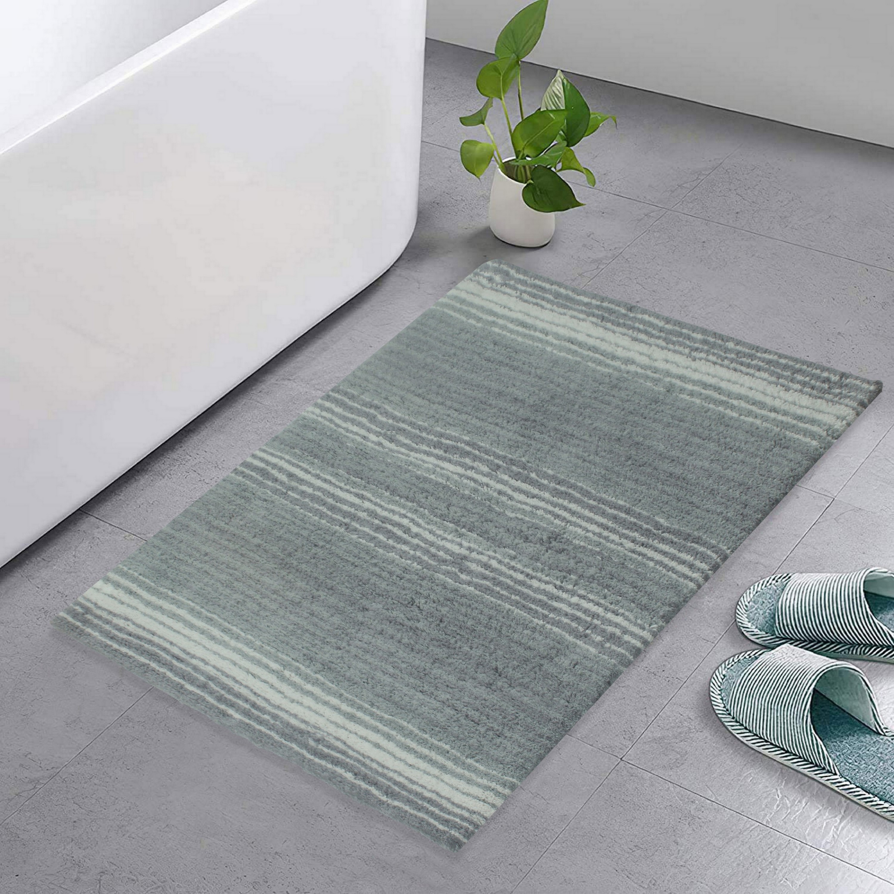 Home Weavers BGRD2440GY Gradation 24-Inches x 40-Inches Gray Cotton Bath rug