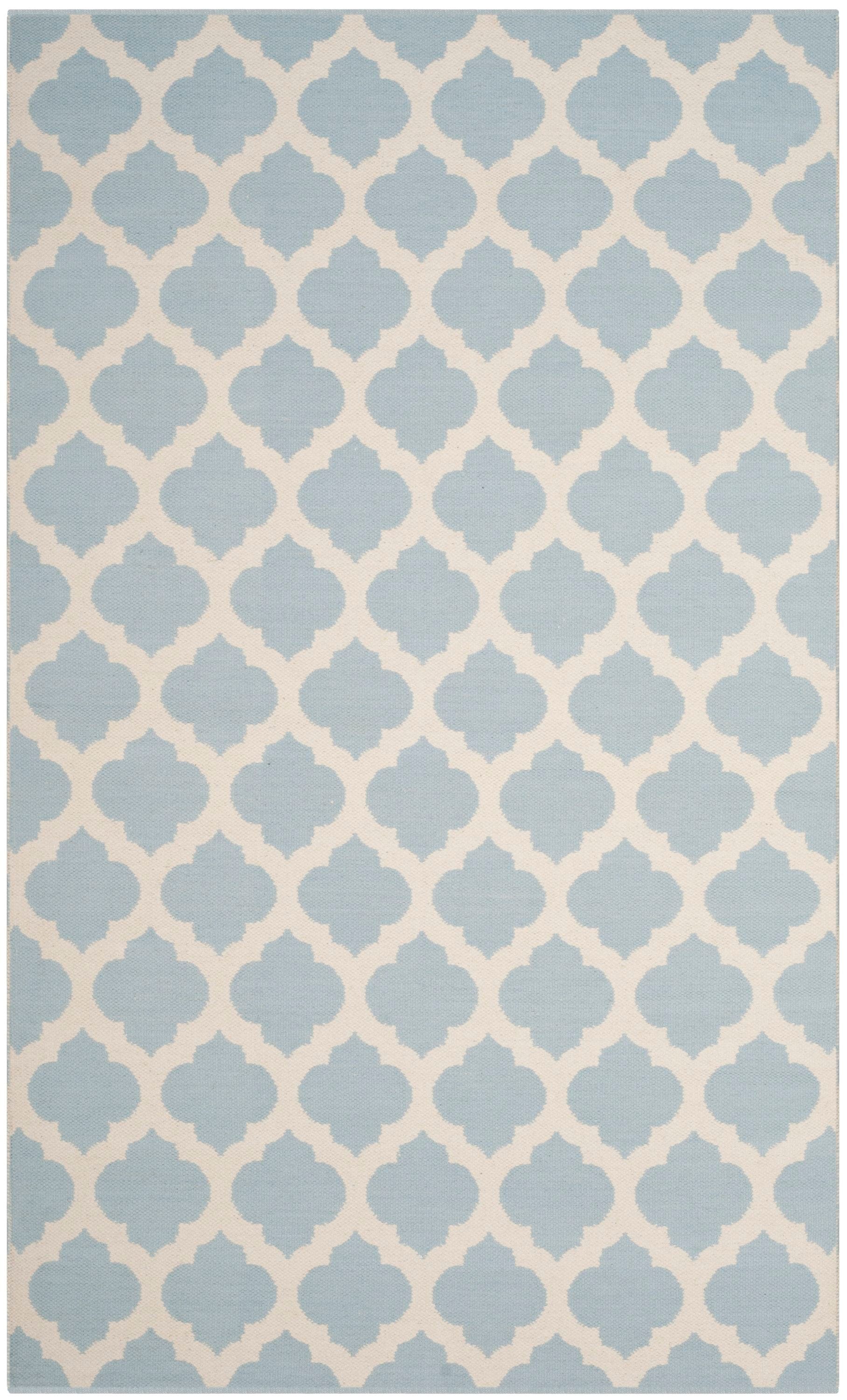 Safavieh MTK723K-5 Montauk Salvo 5 x 8 (ft) Cotton Light Blue/Ivory Rectangular Indoor Trellis Coastal Area rug