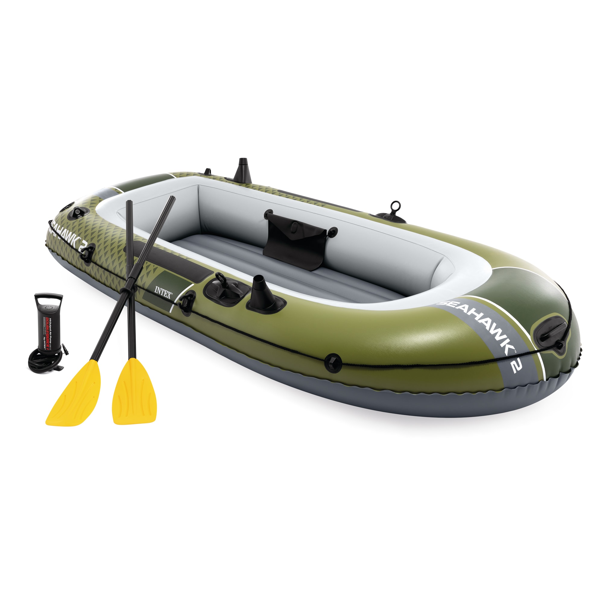  66332EP Seahawk 2 Inflatable Boat Set with 48 Inches Oars Pump and Rod Holders