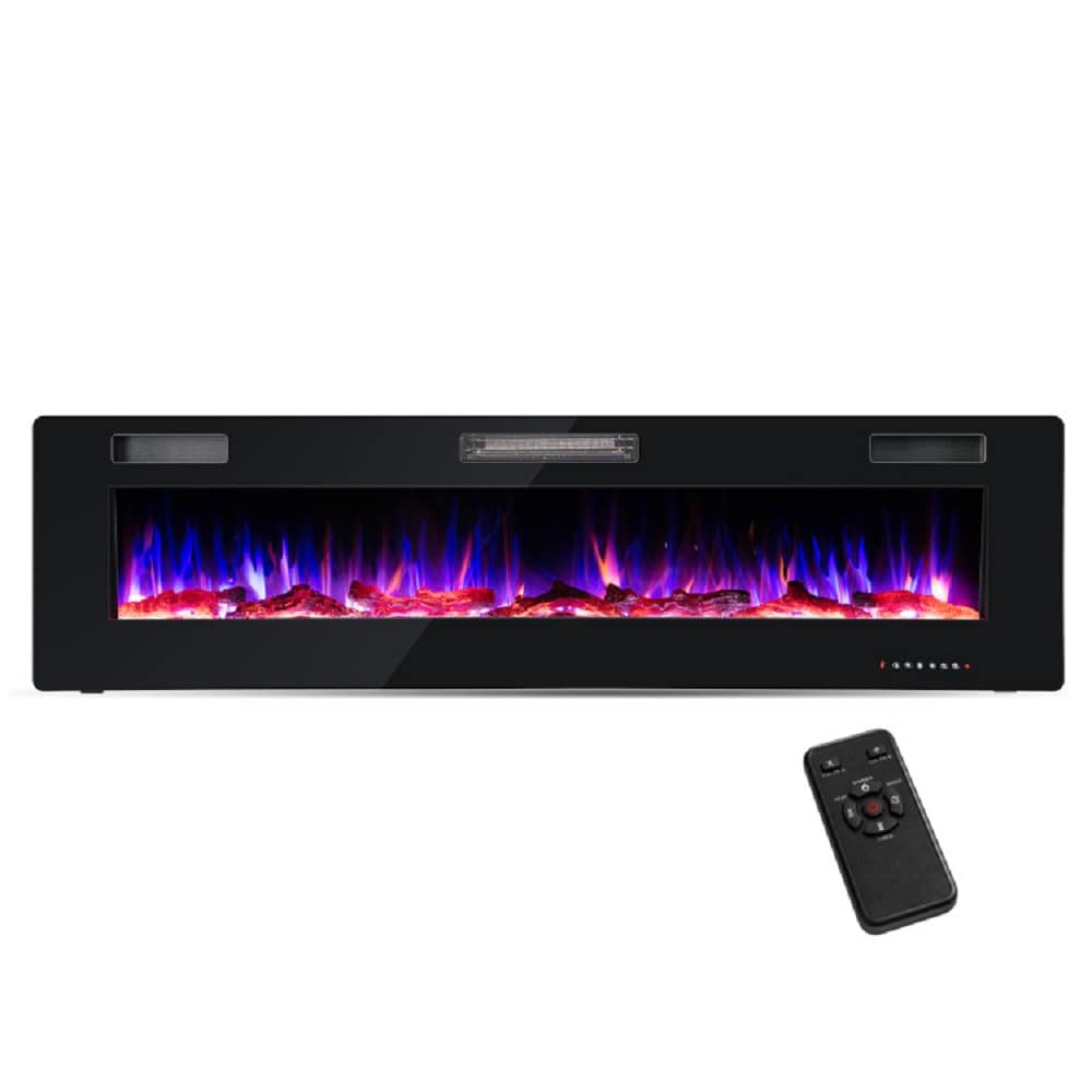 Forclover ALHY-FP67 68-Inches W Black Wall mount LED Wall-mount Electric Fireplace with Remote Control Included