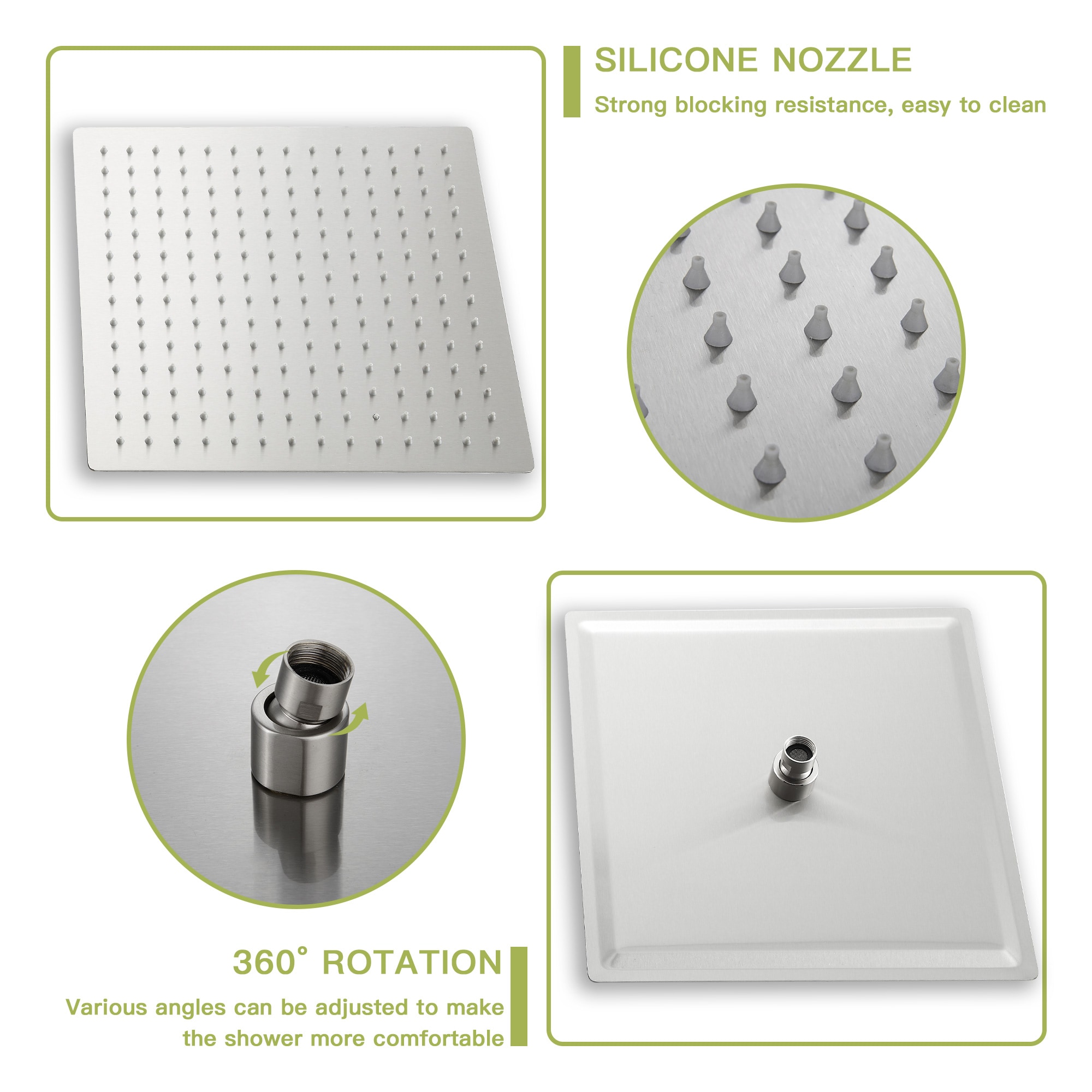 Brushed Nickel Ceiling Mounted Rain Shower System with Handheld
