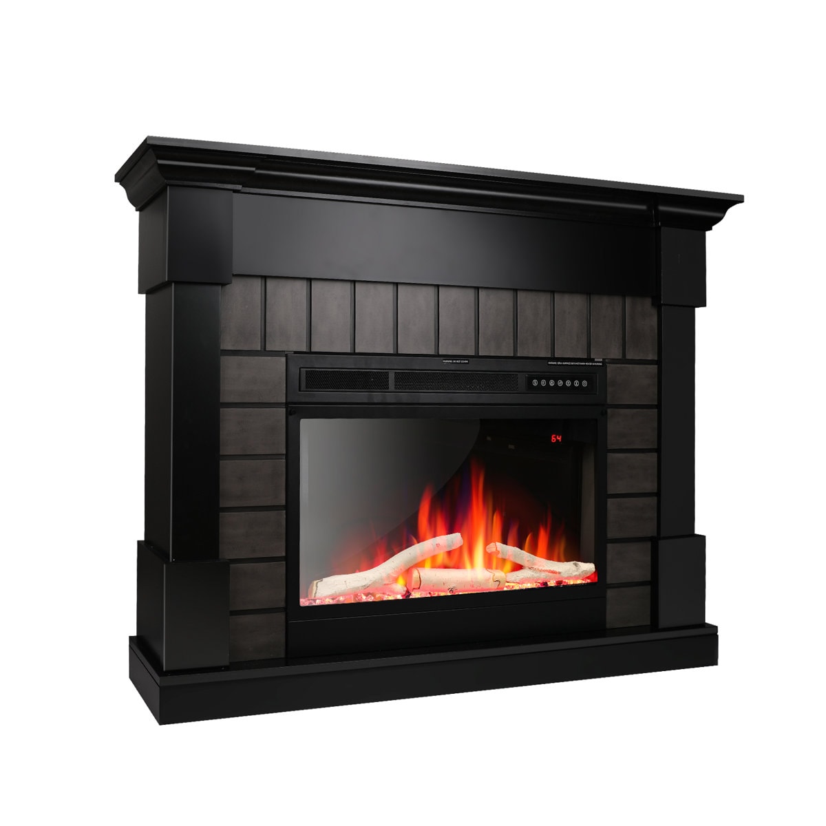 Antarctic Star LSAS-SM0128B 50.63-in W Black Free standing Infrared quartz Corner Electric Fireplace with Remote Control Included