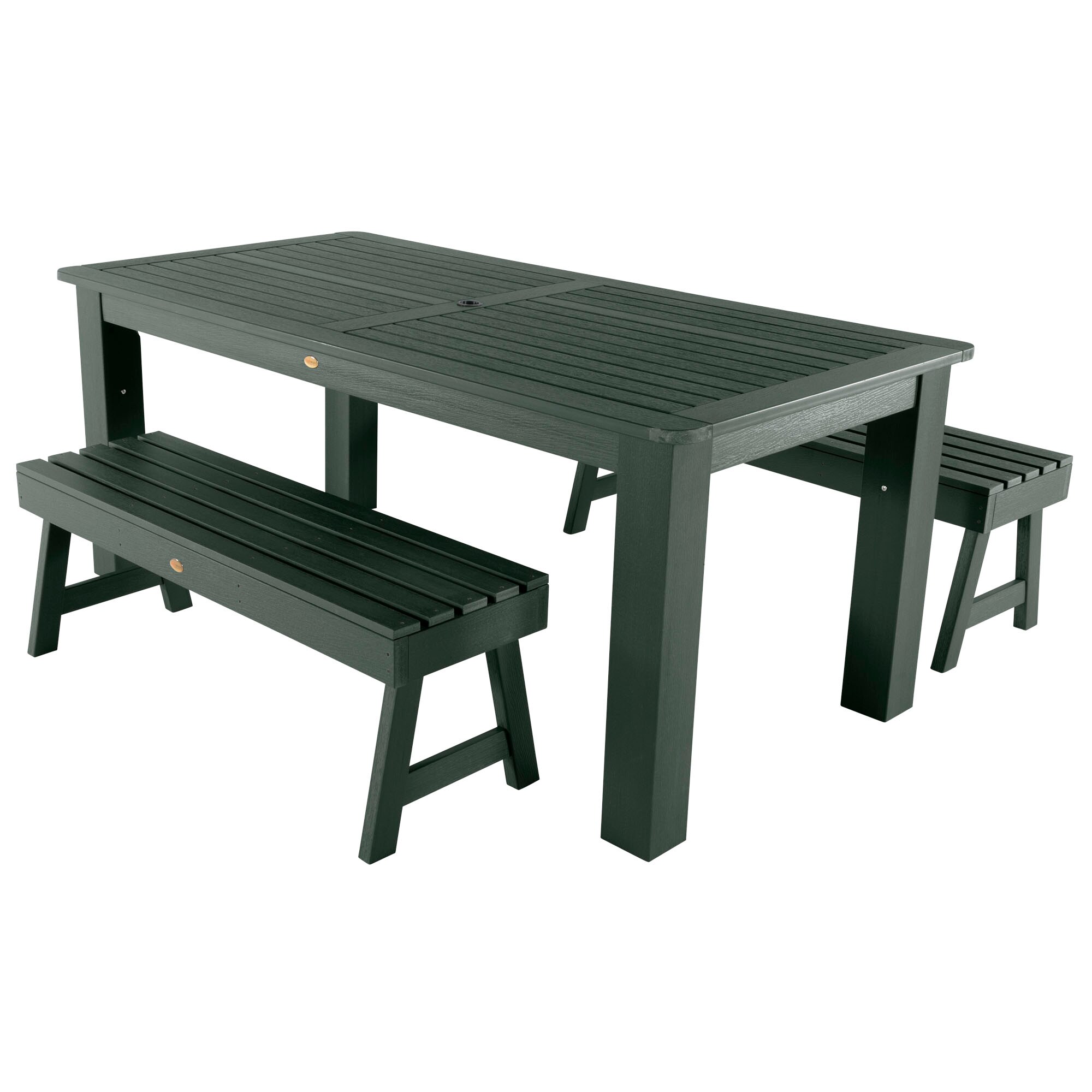 highwood AD-KITDTB3702-CHE The Weatherly 3-Piece Green Patio Dining Set Plastic Rectangle Table with 2 Stationary Chairs