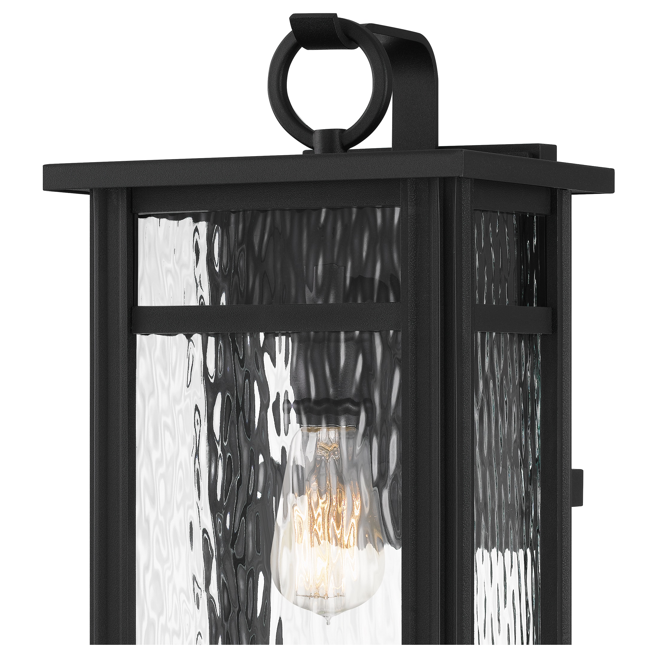 Moira 17.5" Black Steel and Glass Outdoor Wall Lantern