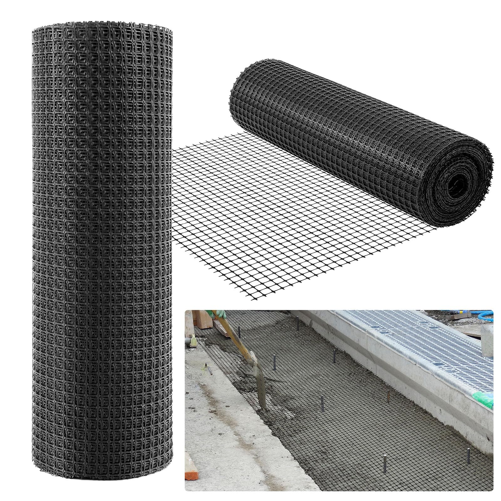 Justincity  5ft by 50ft Bi-Directional Retaining Wall Geogrid for Driveway Stabilization Gravel Grid Walls and Landscaping