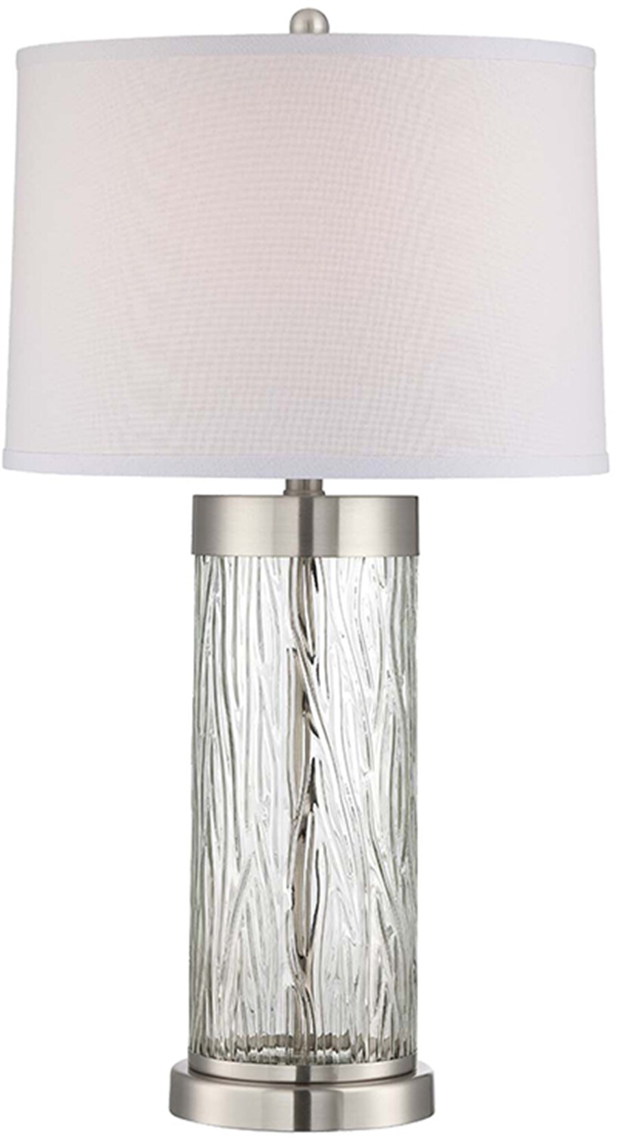 Lite Source LS-22446 Enrico 29.5-in Polished Steel, Clear 3-way Table Lamp with Fabric Shade