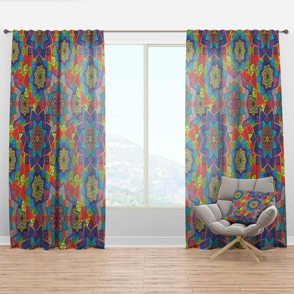 Designart CTN18575-52-120 120-in Blue Abstract Room darkening Thermal lined Rod pocket Single curtain panel