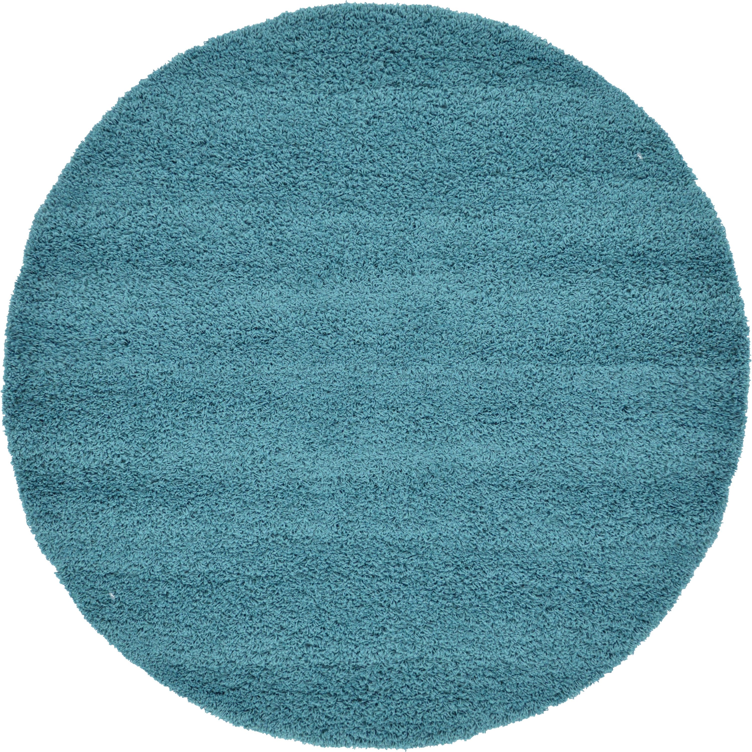 Unique Loom Solid Shag 6 X 6 (ft) Aqua Blue Round Indoor Solid Mid ...