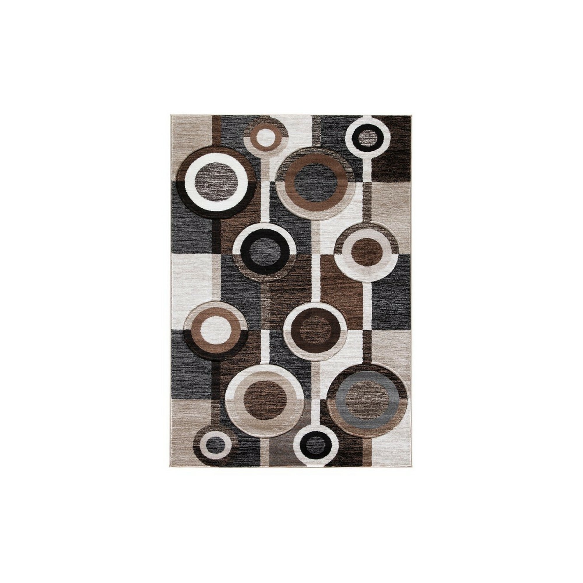 Benzara BM227494 Brown and Cream Indoor/Outdoor Area Rug