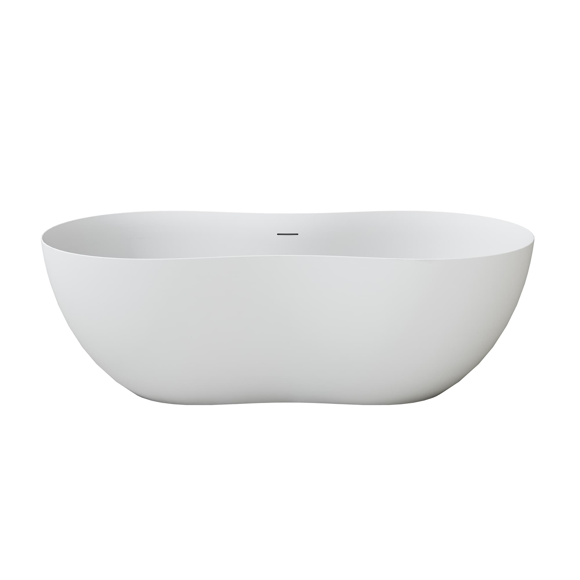 CASAINC CA-1079-SF67MW 29.53-in x 66.93-in Matte White Solid Surface Oval Freestanding Soaking Bathtub with Drain ( Center Drain )