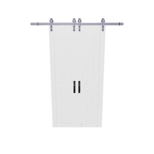 Double barn door 42-in x 84-in Smoky Grey 2-Panel Prefinished Molded Composite Double Barn Door (Hardware Included) Double barn door 42-in x 84-in Smoky Grey 2-Panel Prefinished Molded Composite Double Barn Door (Hardware Included)