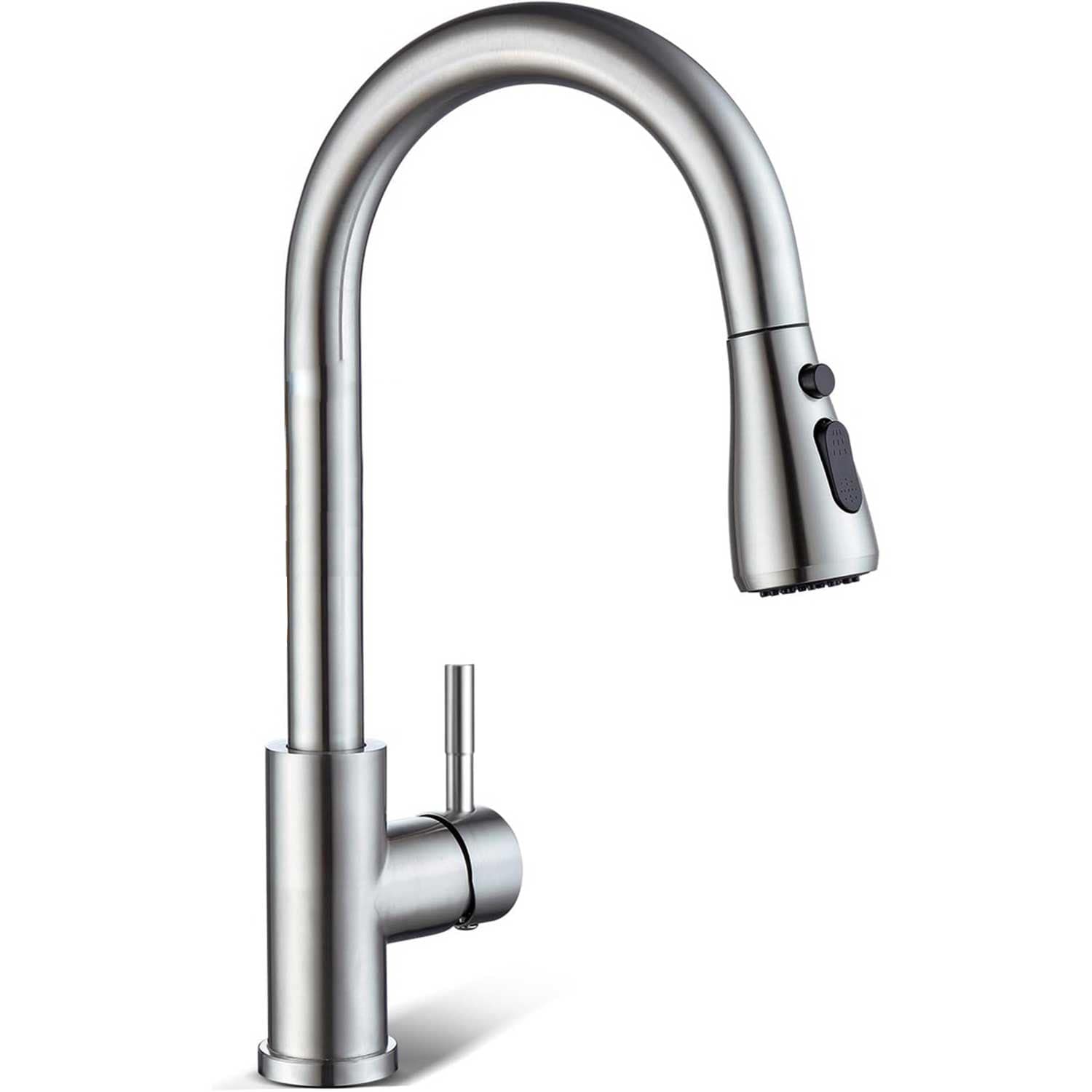 Afoxsos Kitchen Faucet Pull Down Sprayer Brushed Nickel High Arc Single Handle Stainless Steel 3 Mode for Sink Pot Filler 1 Piece