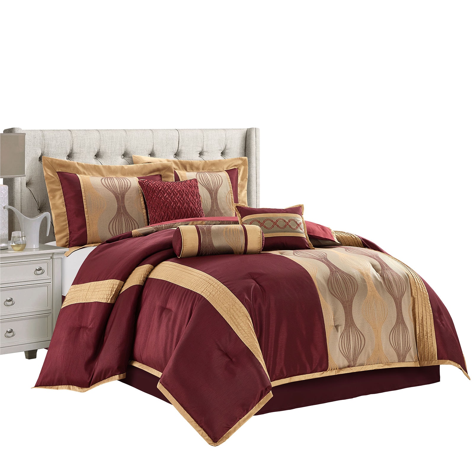 Nanshing 7 Piece Wine Gold King Comforter Set Kath K Wgld At