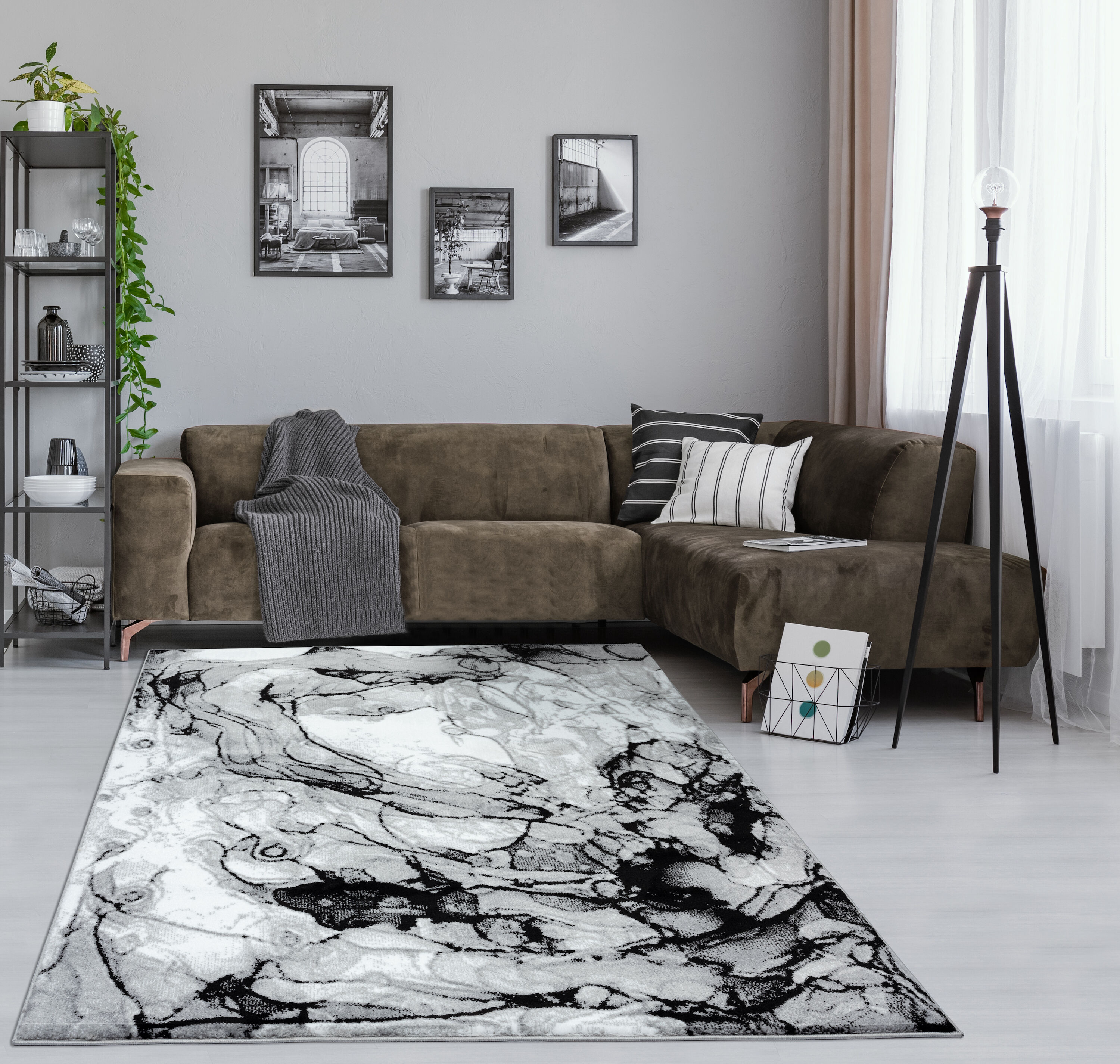 MDA Rugs SM0823 Samos 2 x 3 (ft) Polypropylene Gray Rectangular Indoor Abstract Area rug