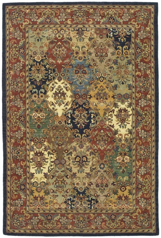 Safavieh HG911A-6 Heritage Abaya 6 x 9 (ft) Tufted Wool Multi/Burgundy Rectangular Indoor Floral/Botanical Oriental Area rug