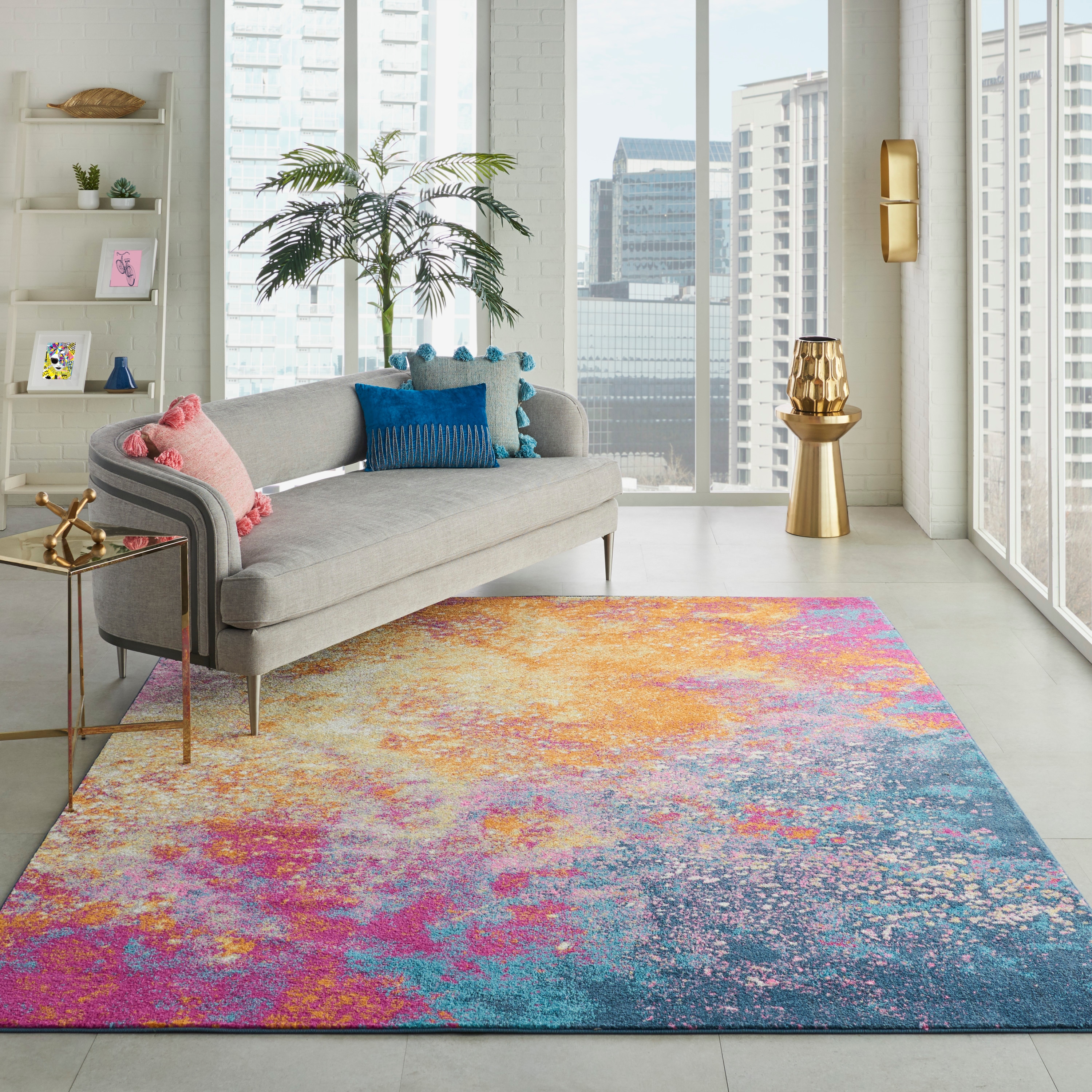 Nourison 99446388544 Passion 8 x 10 (ft) Loomed Polypropylene Sunburst Rectangular Indoor Abstract Area rug