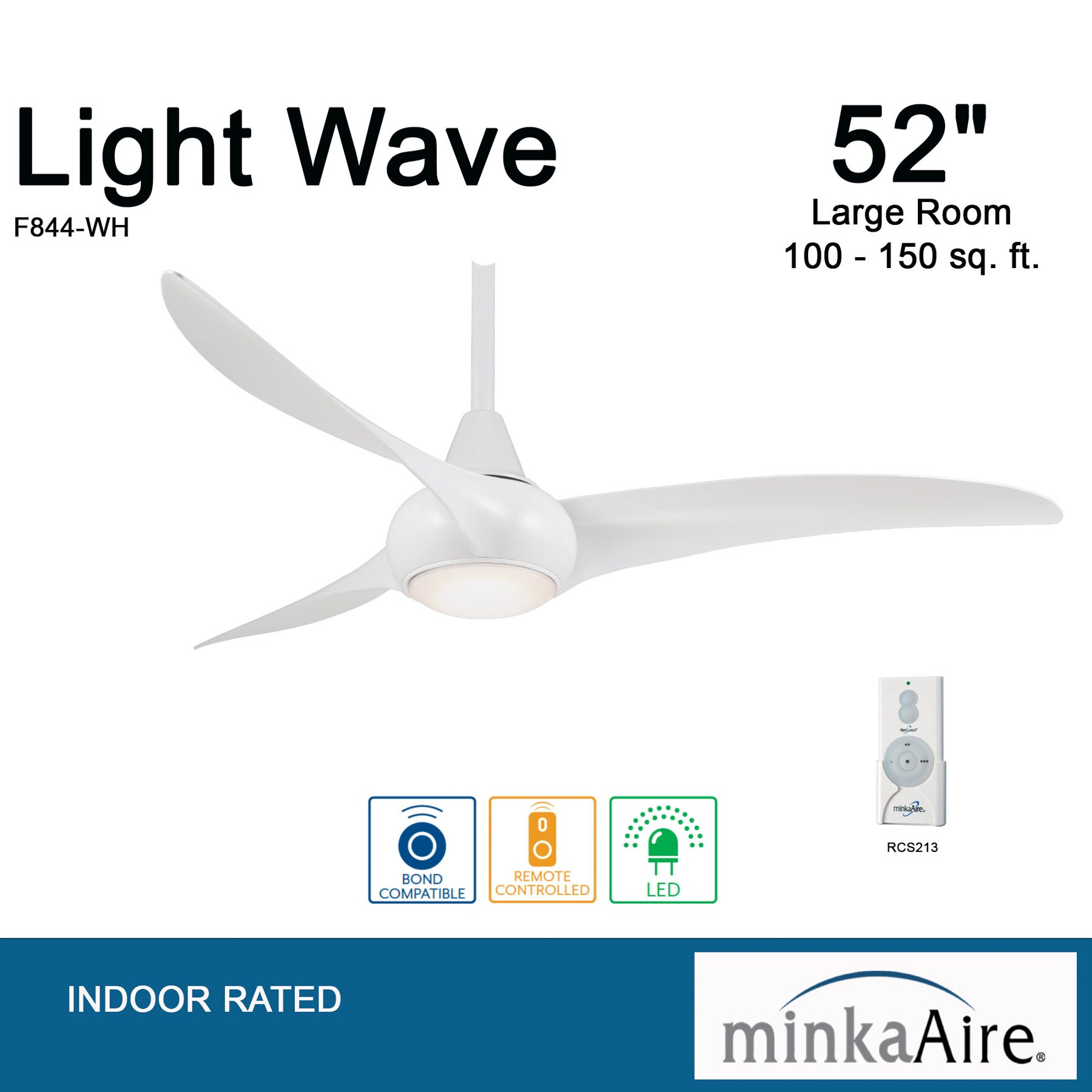 Minka Aire Light Wave 52-in White LED Indoor Propeller Ceiling Fan with Light  Remote (3-Blade) in the Ceiling Fans department at