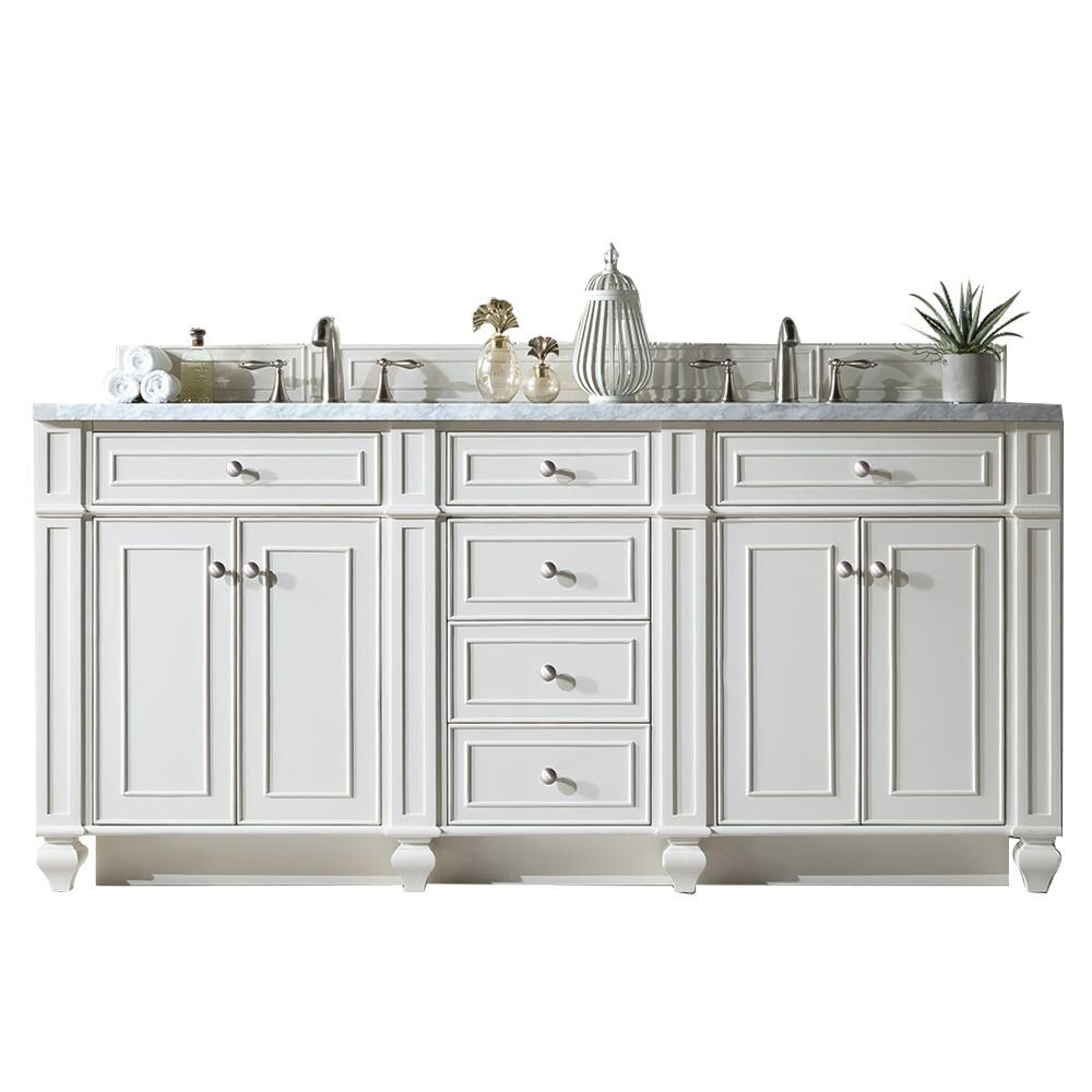 James Martin Vanities Bristol 72 In Cottage White Undermount Double Sink Bathroom Vanity With Carrara White Marble Top In The Bathroom Vanities With Tops Department At Lowes Com