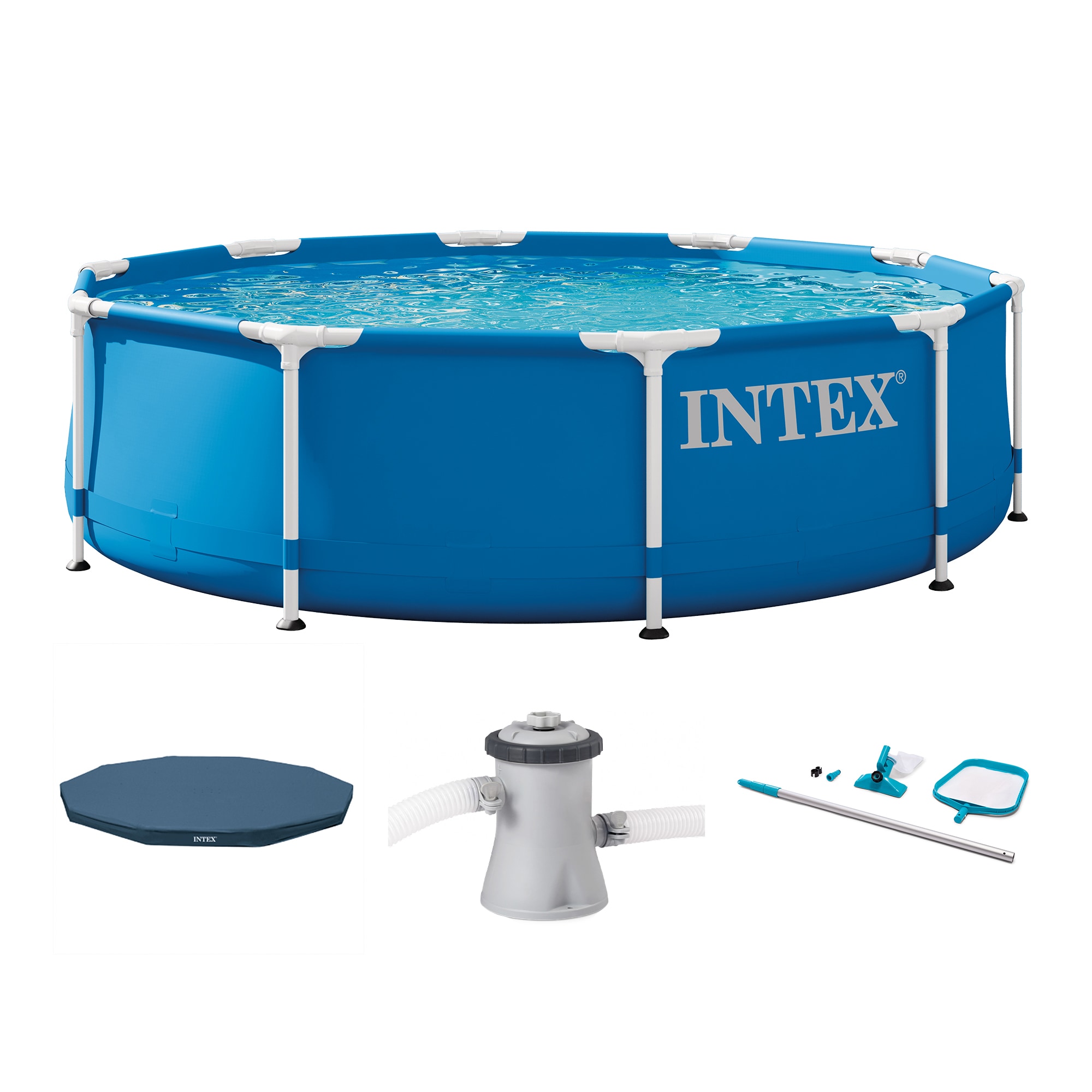 Intex  Pool Kit w/  10 x 2.5-Ft Pool Set w/ Filter Pump w/  10-Ft Pool Cover