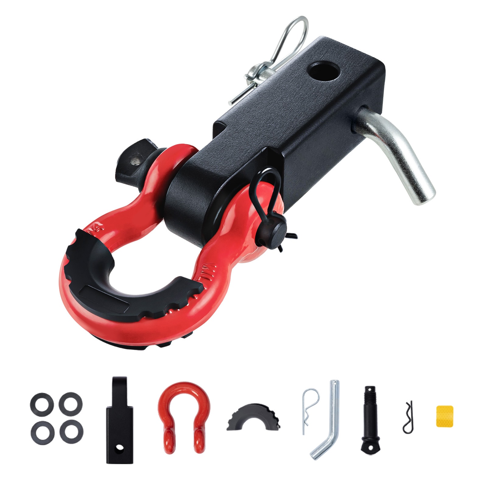 VEVOR ZJLHJ2IN45007CI7LV0 Shackle Hitch Receiver, Fits 2 in. Receivers, 52900 lbs Breaking Strength, D Ring Shackle with Trailer Hitch Lock Pin, Heavy Duty Towing Accessories for Trucks, Jeeps, Off-Road Vehicle Recovery
