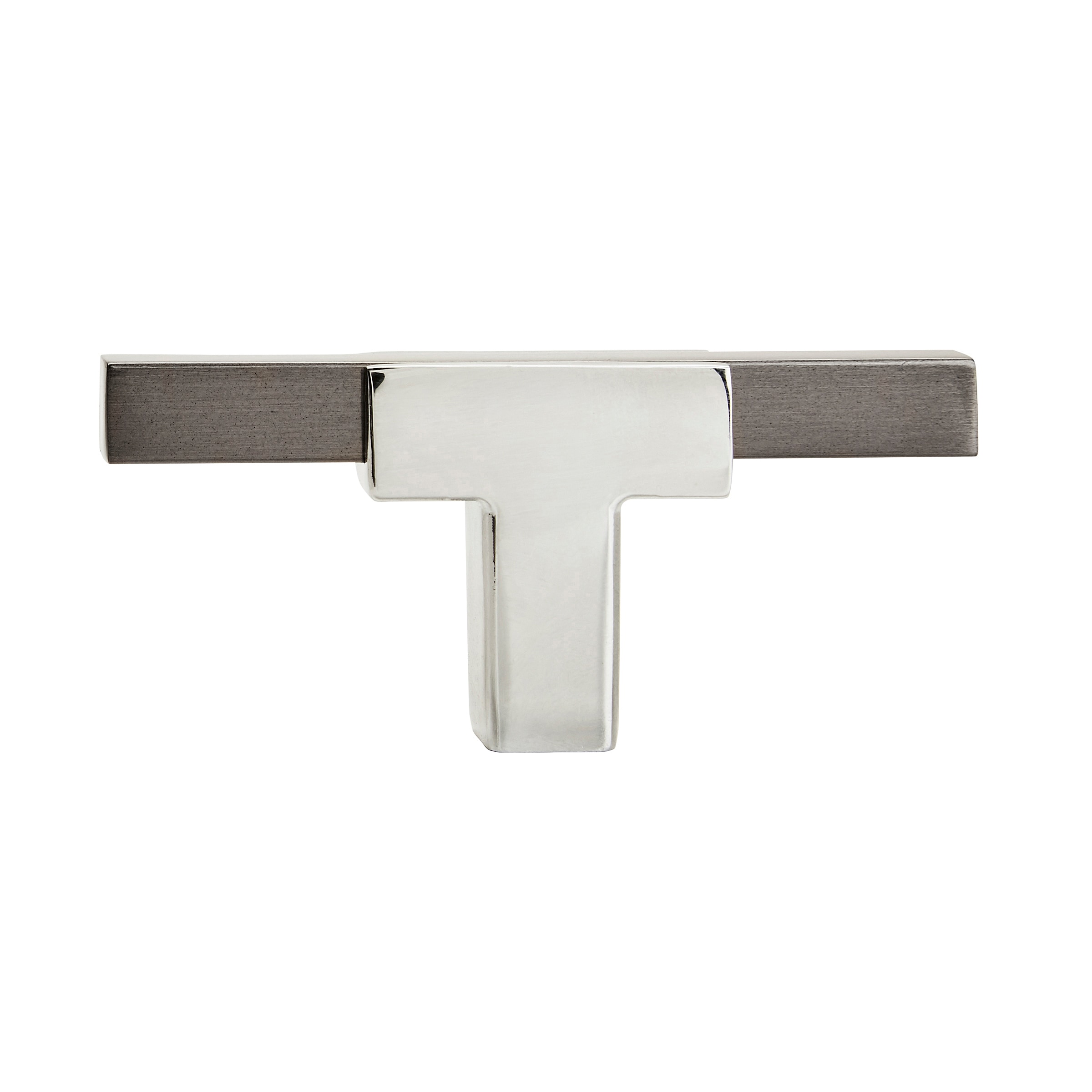 Polished Chrome and Black T-Handle Cabinet Knob