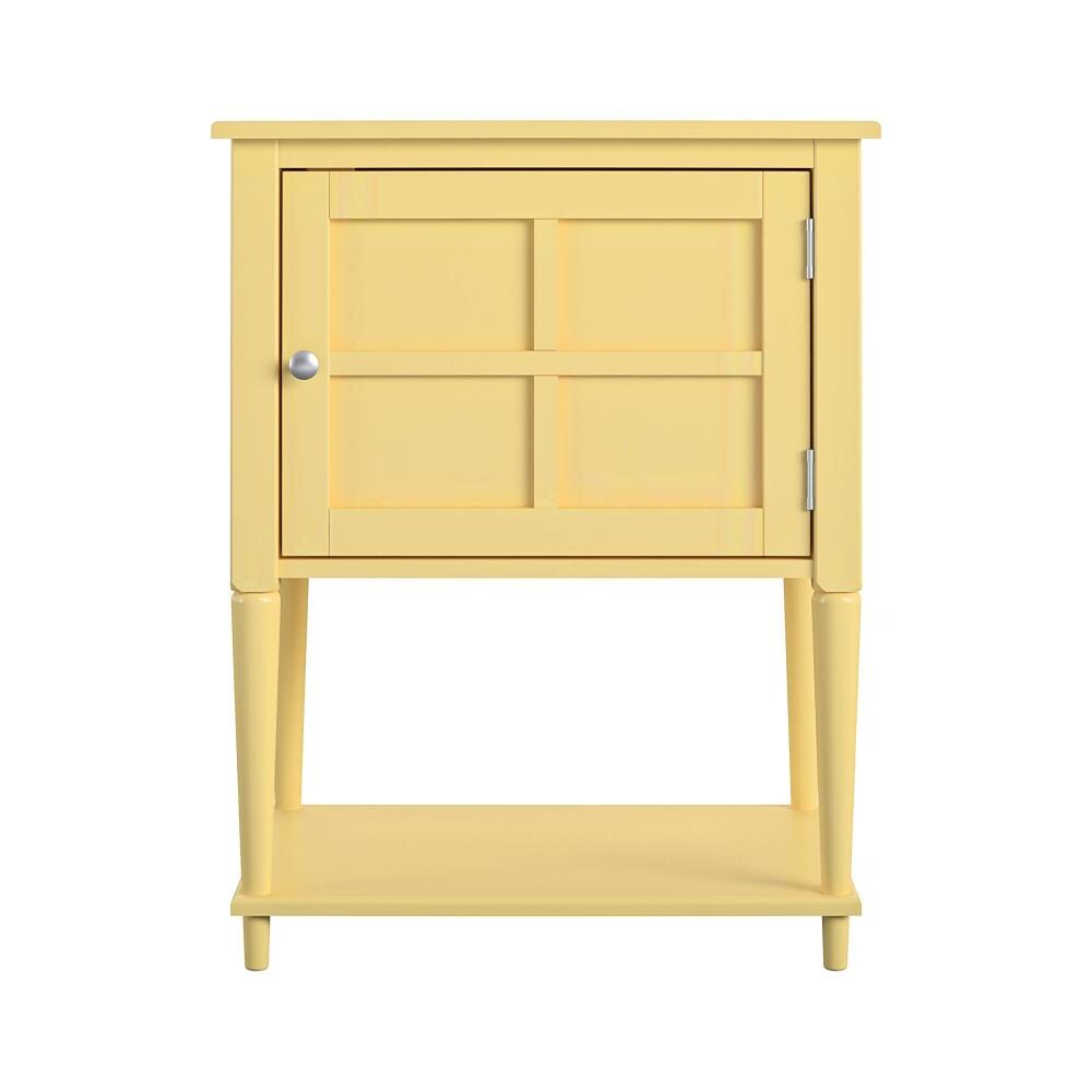 yellow end table with storage