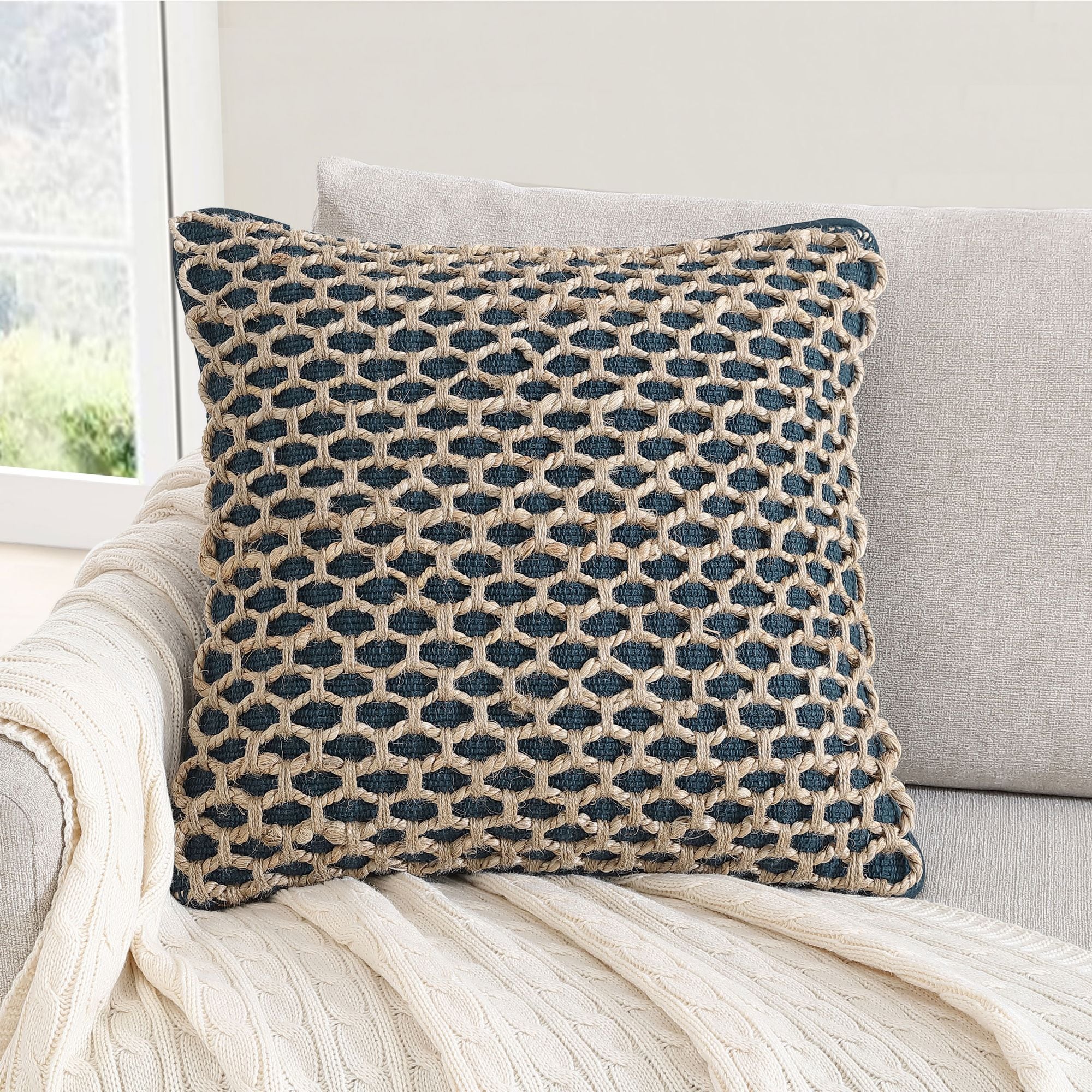 Boho Living  Jada 18-in x 18-in Indigo Decorative Pillow
