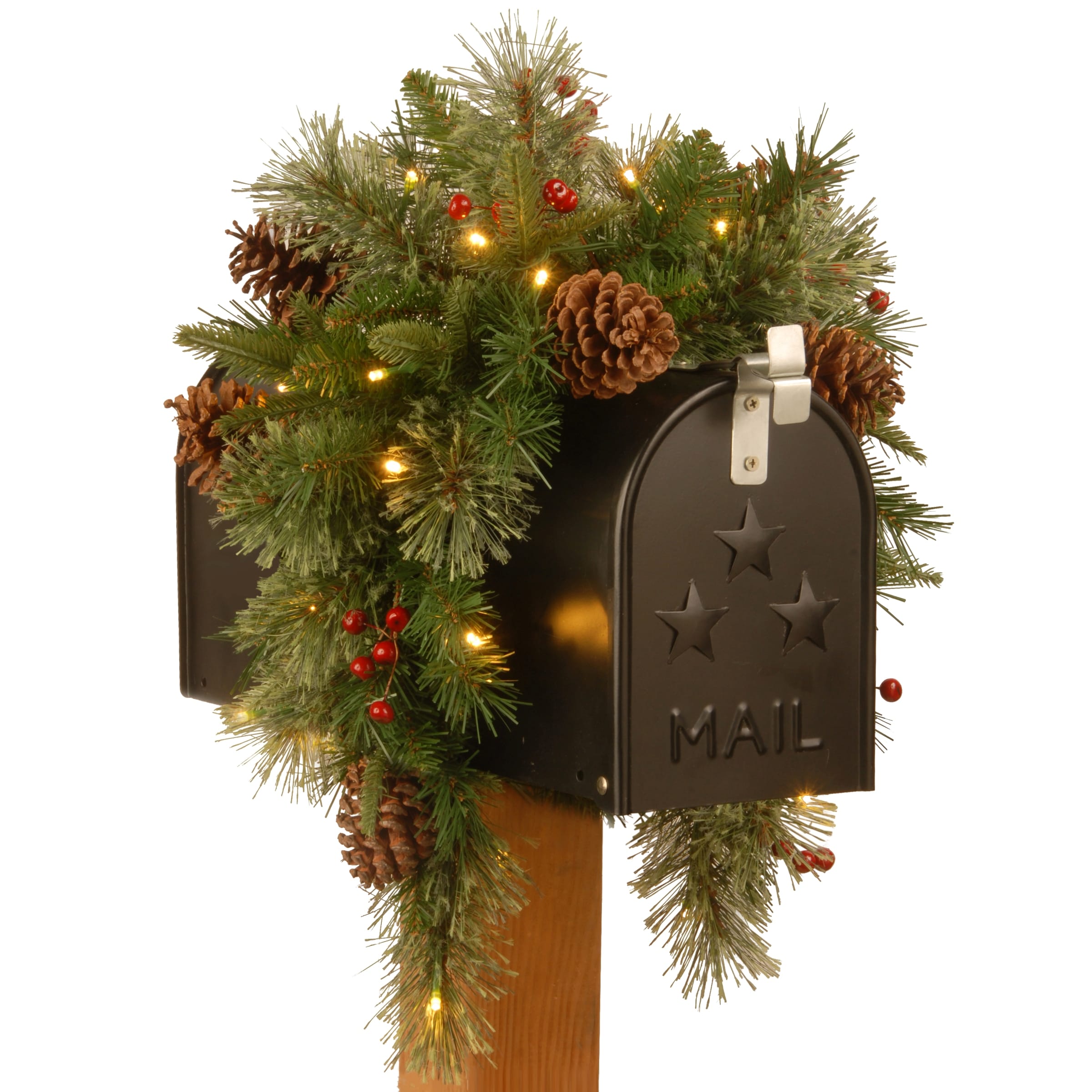 National Tree Company PECO7-395-36MB 36-Inches Hanging Mailbox cover with White LED Lights