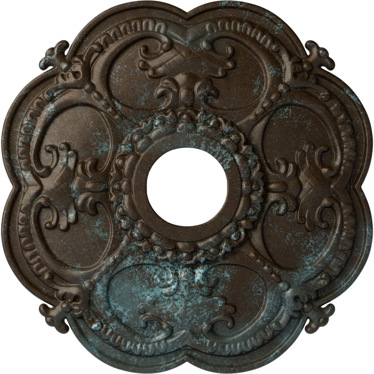 Ekena Millwork CM17ROBBS Rotherham 18-in W x 18-in L Painted Bronze Blue Patina Polyurethane Whole Ceiling Medallion