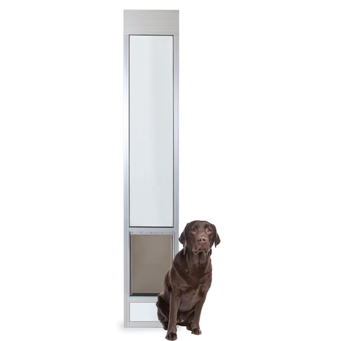 Off White Aluminum Sliding Pet Door In, Automatic Dog Door Sliding Glass