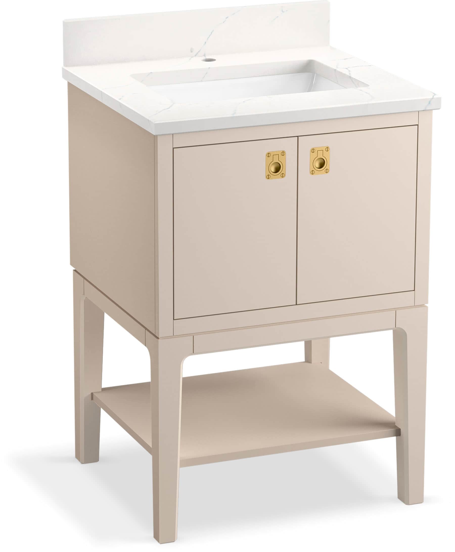 KOHLER 35024-LWG Seagrove by Studio McGee 24-in Light Clay Undermount Single sink Bathroom Vanity with White Quartz Top