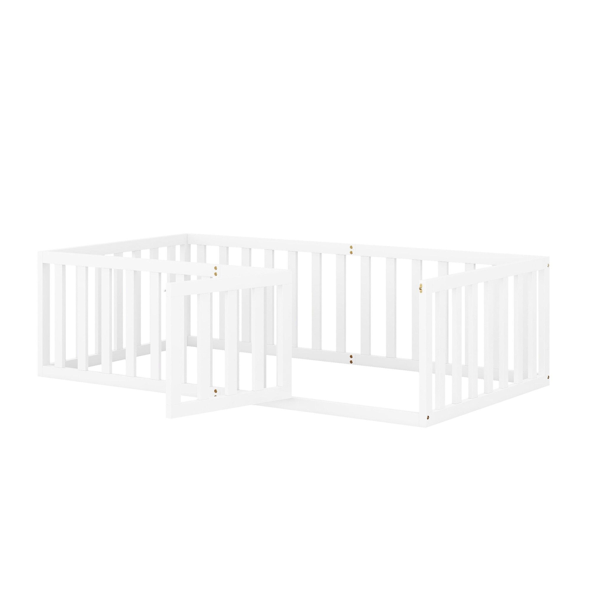 Yiekholo Contemporary white twin platform bed for kids with safety ...