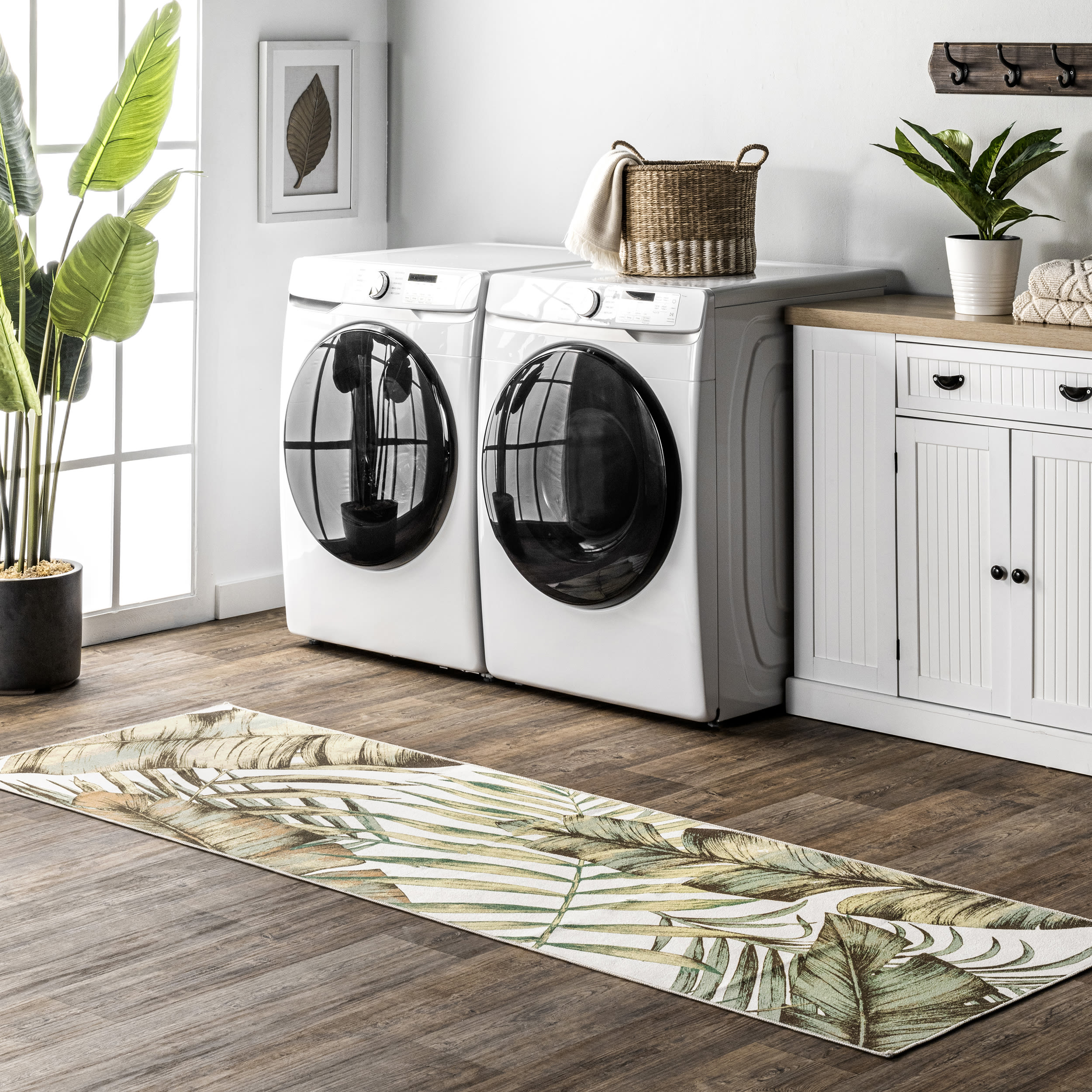 nuLOOM HJAU01A-26012 Elen 2 x 12 (ft) Loomed Polyester Olive Rectangular Indoor Floral/Botanical Machine washable Runner rug