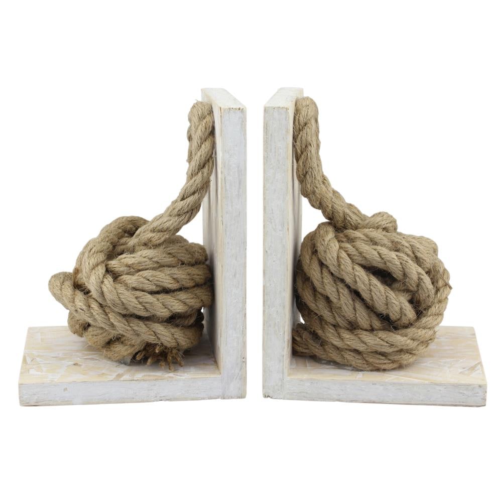 Stonebriar SB-6066S2 Off-white Wood Rustic Decorative bookends