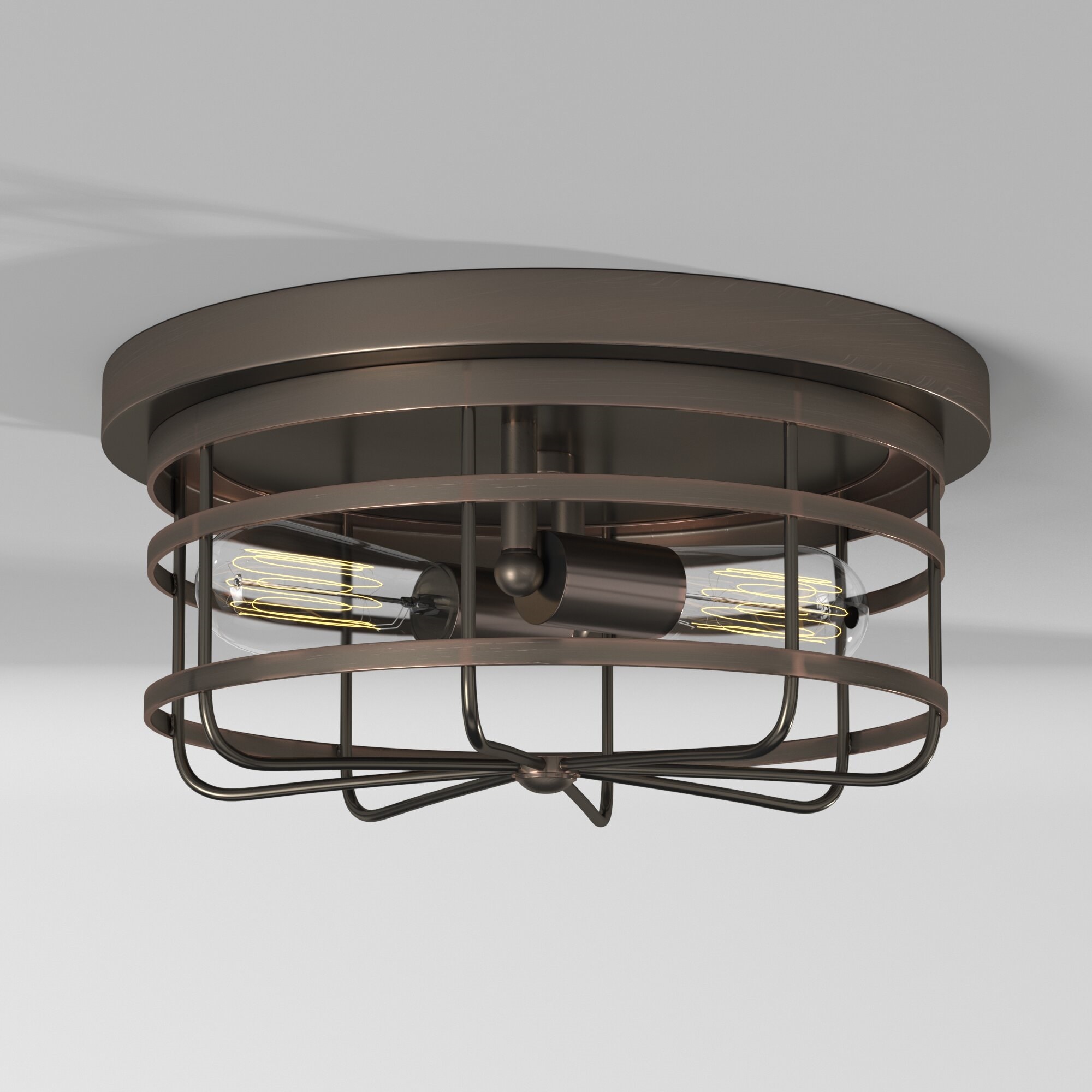Designers Fountain 1264-SCB Anson 2 -Light 13.0-in Satin Bronze Flush Mount Light