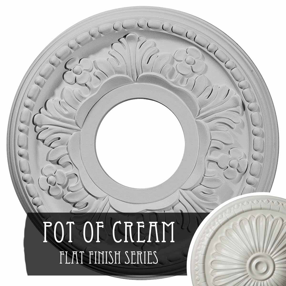 Ekena Millwork CM11HEPCF Helene 11.875-in W x 11.875-in L Painted Pot Of Cream Polyurethane Whole Ceiling Medallion