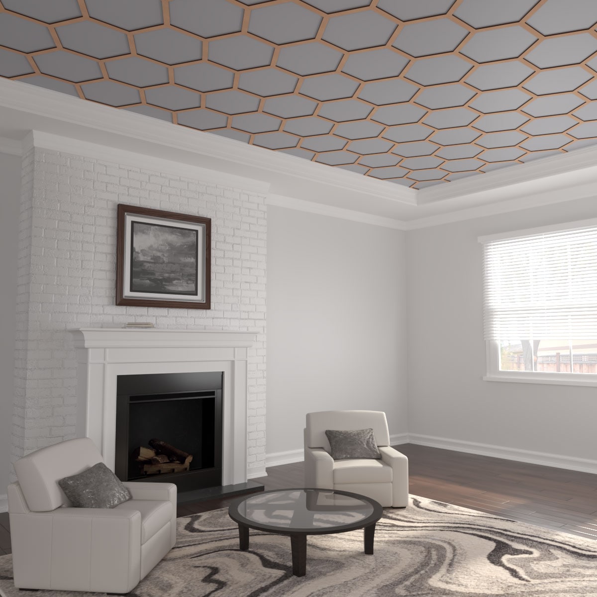 Ekena Millwork CELW41X23X0375WSTAL 40-1/2-in x 23-3/8-in Embossed Paintable/Stainable Wood Fretwork Wall Panel ( 6.57-sq ft )