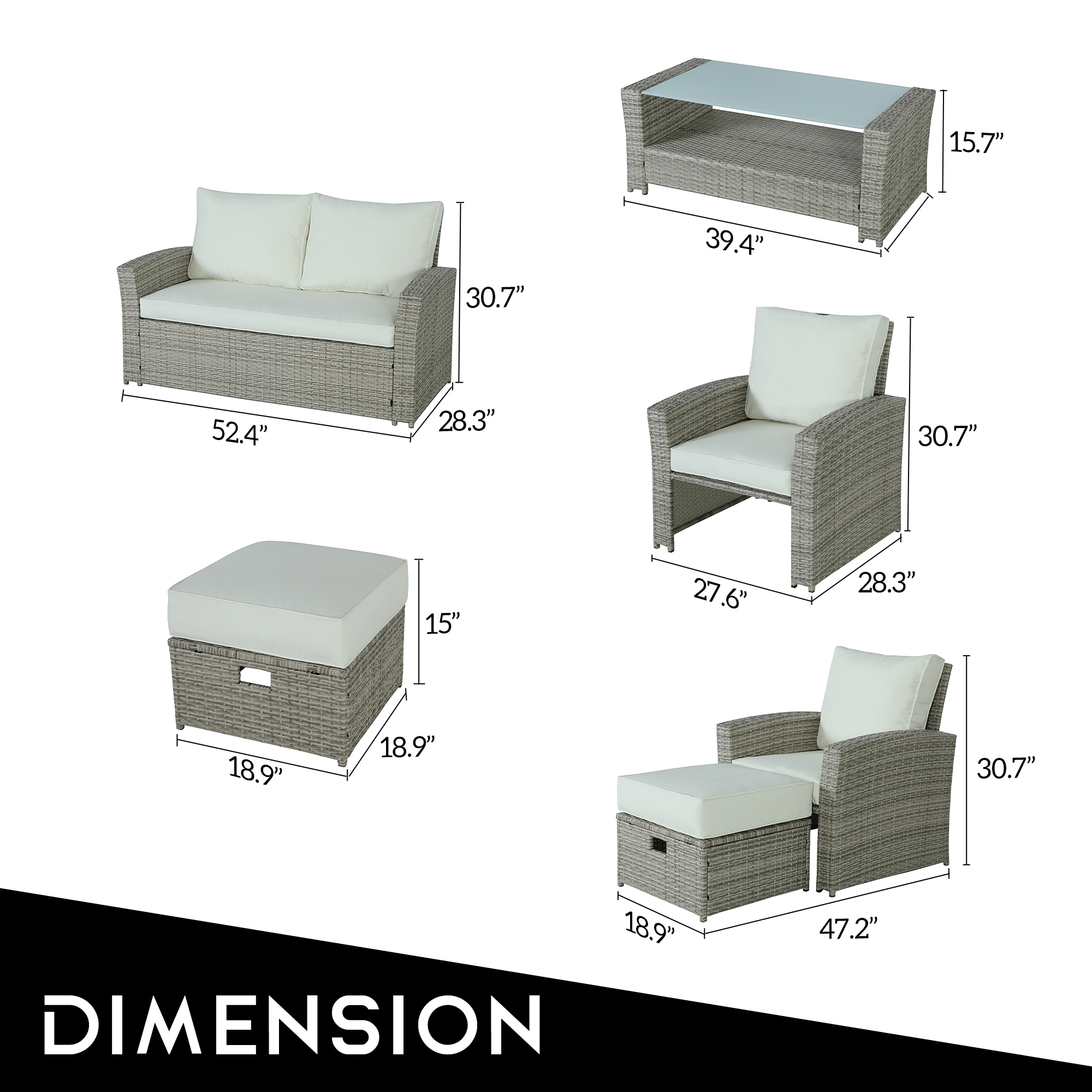 Damerin N7CS85 Patio-Conversation-Sets - View #8