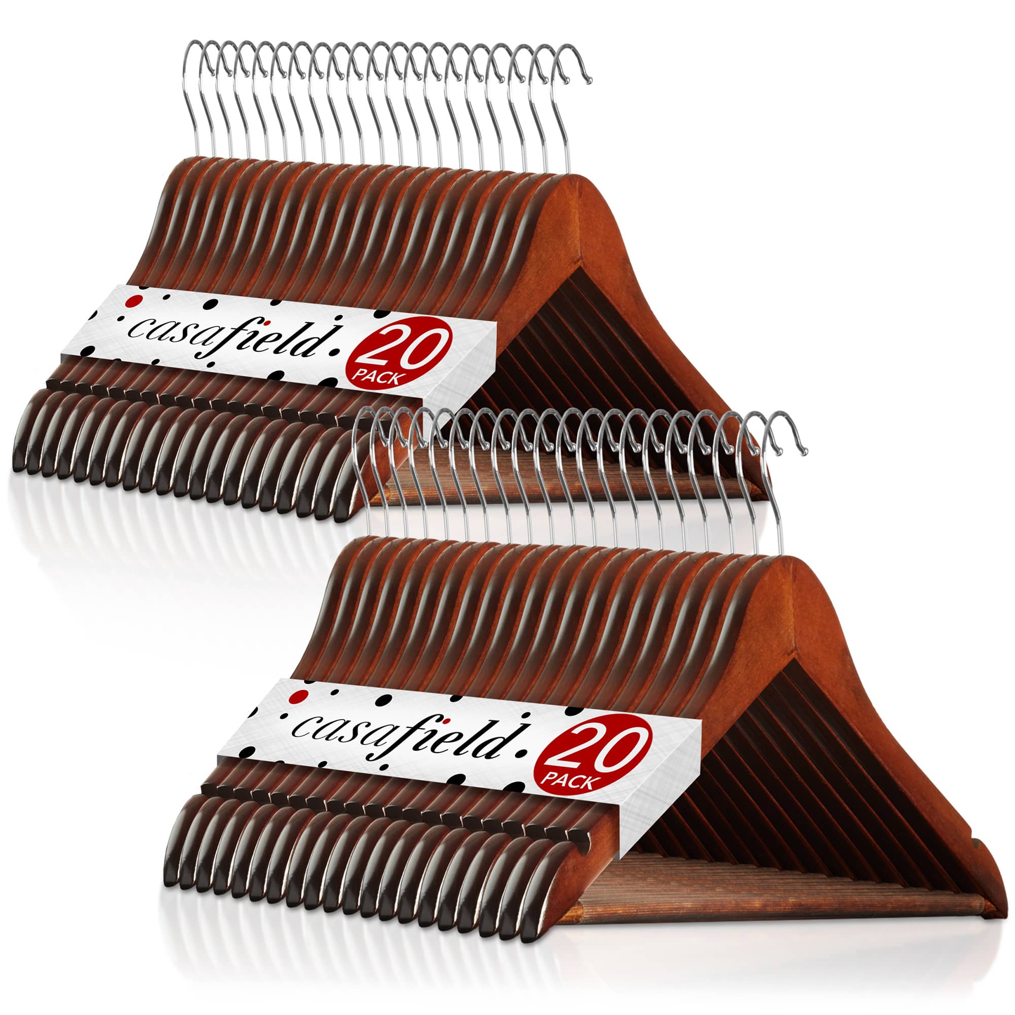 Casafield 40 Wooden Suit Hangers - Walnut #HG-SL-40-WAL.