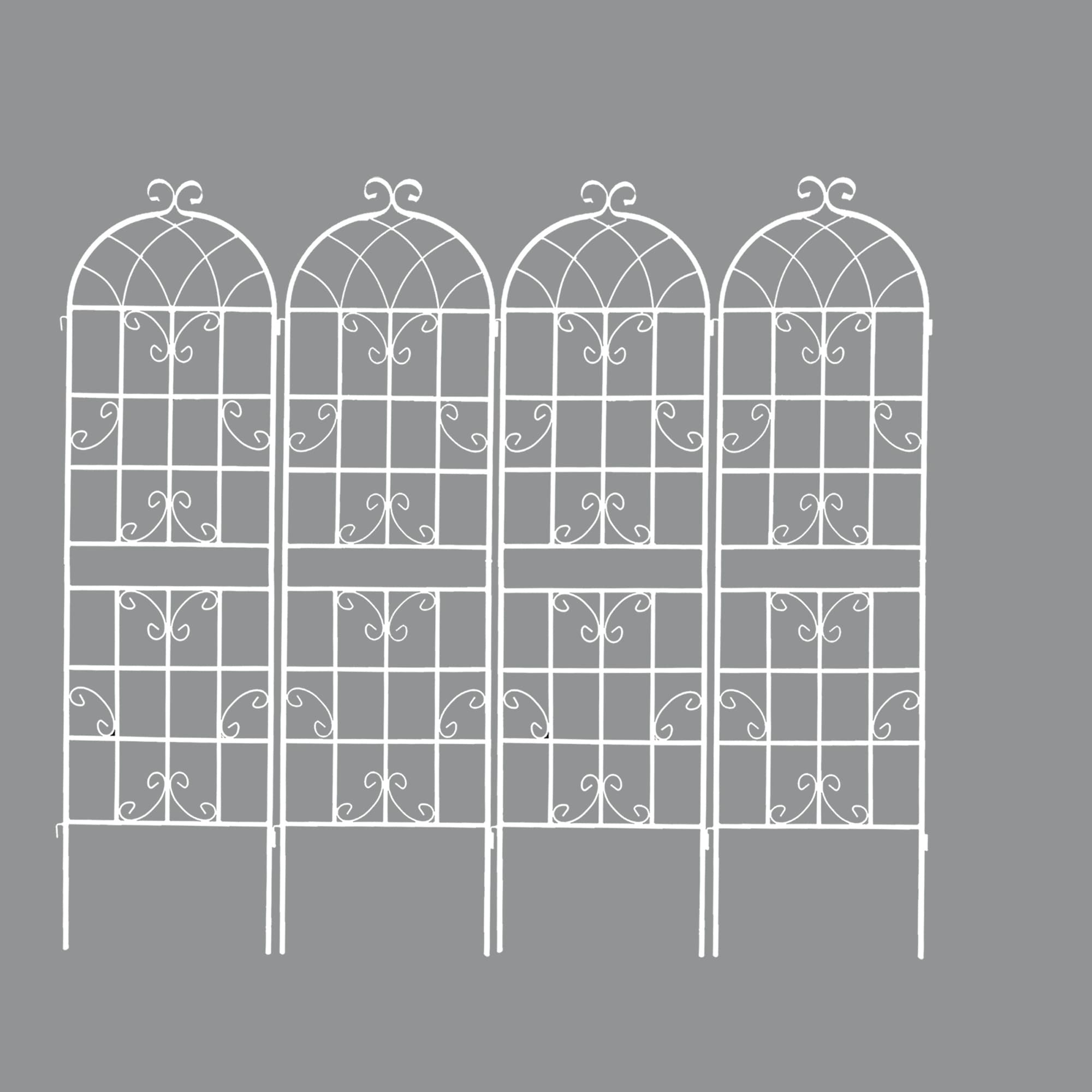 AHIOU HOME ZAAHG-134247GT Newark 19.7-in W x 86.7-in H White Iron Garden Trellis For Climbing Plants For Cucumbers For Roses 4 -Pack