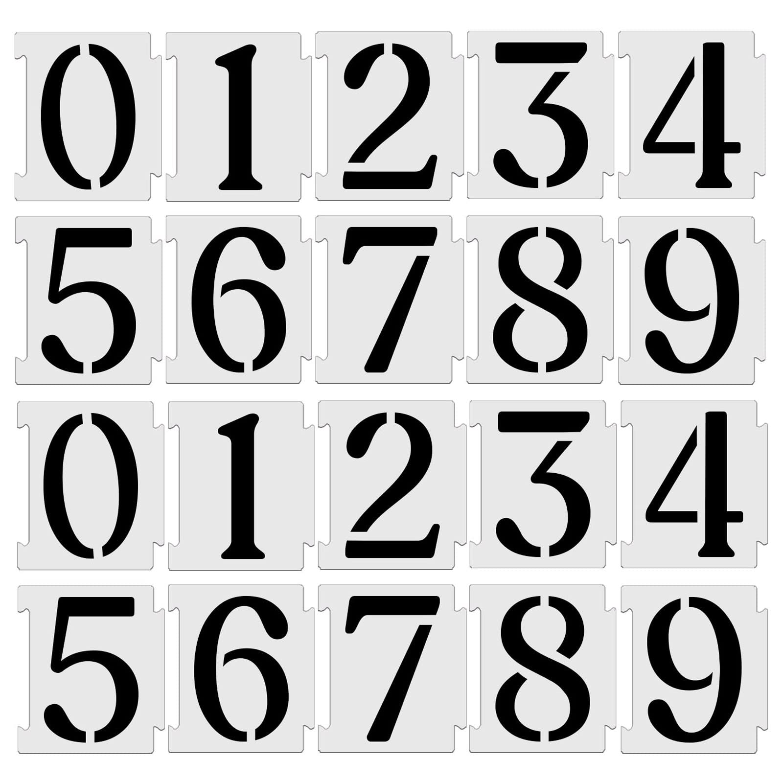 KIWDZFU  3 Inch Curb Stencil Kit 0-9 Address Number Stencils 20 Pieces Reusable 14 Mil Mylar Plastic Templates for Painting on Road Wall Wood
