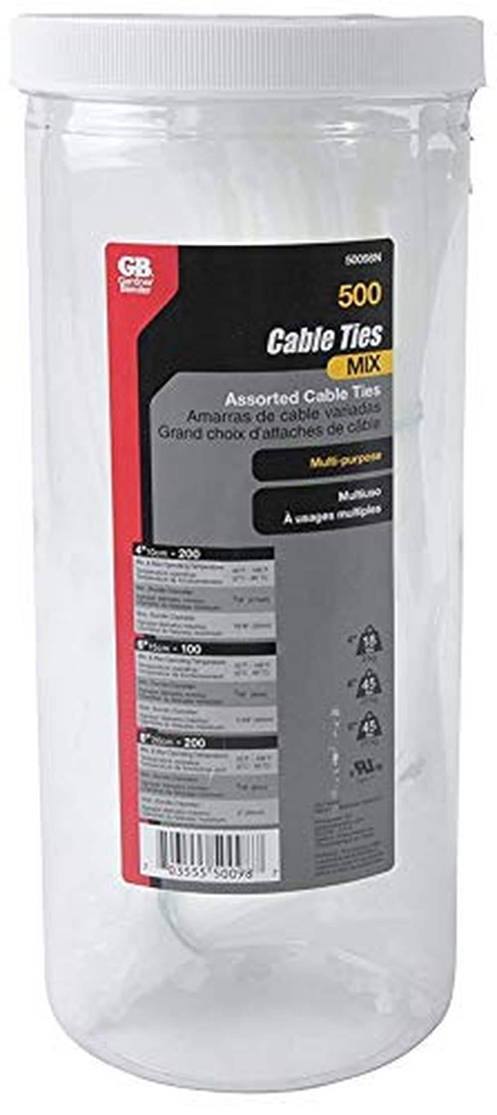 Gardner Bender 500-Pack Assorted Nylon Cable Ties 4/6/8 in Natural Canister #50098N
