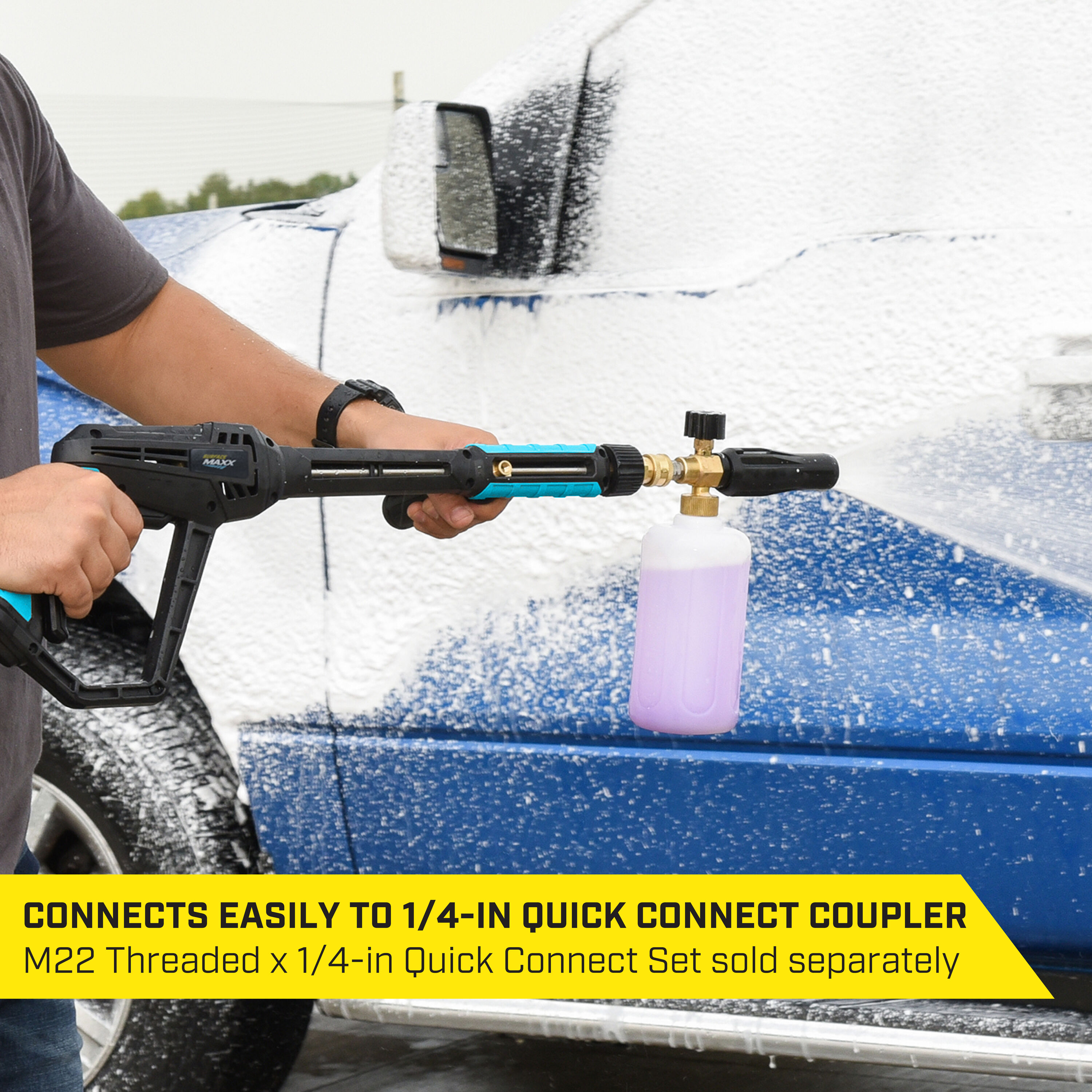 Tool Daily Short Pressure Washer Gun with Foam Cannon, 1/4 Inch Quick  Connector, with 5 Pressure Washer Nozzle Tips, 1 Liter