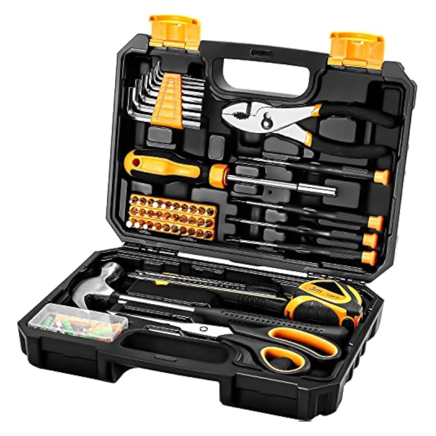 Etokfoks 50 Piece General Household Hand Tool Kit with Plastic Toolbox Storage Case All Purpose Home Tool Kit Includes Essential Tools #EFT1004J22