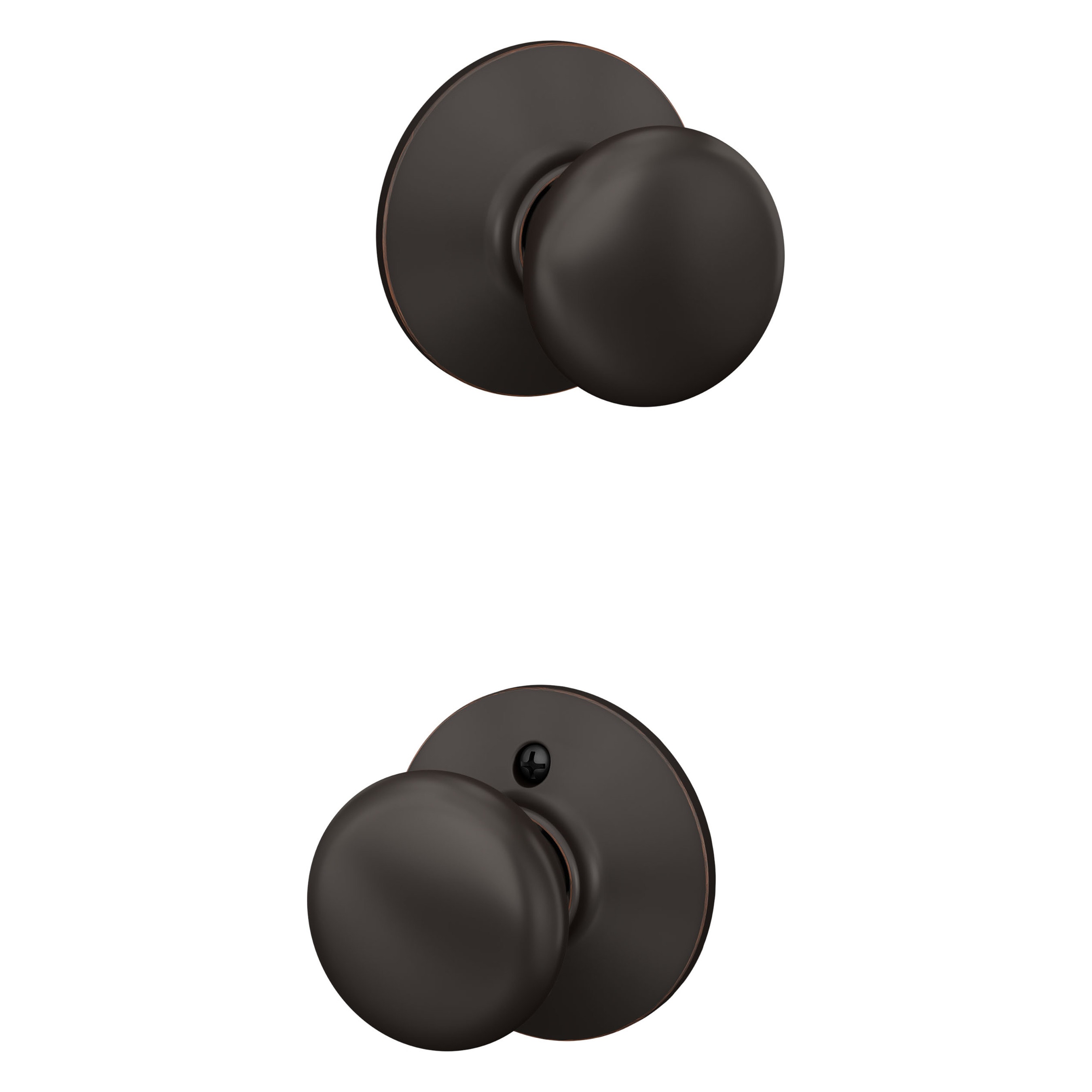 Schlage F10 PLY 716 Plymouth Aged Bronze Interior Hall/Closet Passage Door Knob