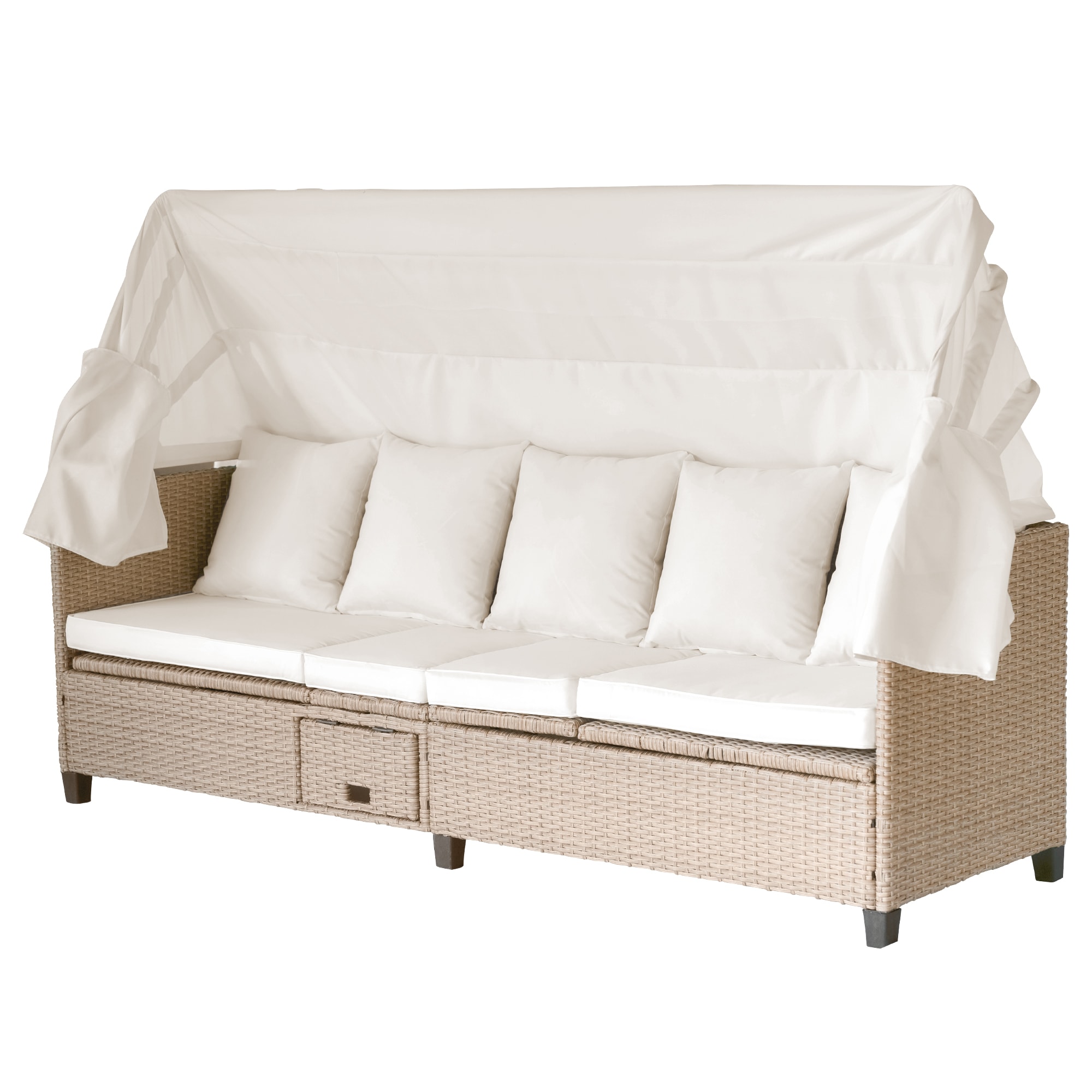 Bybafun YA0200243 Outdoor Sectional with Beige Cushions and Steel Frame