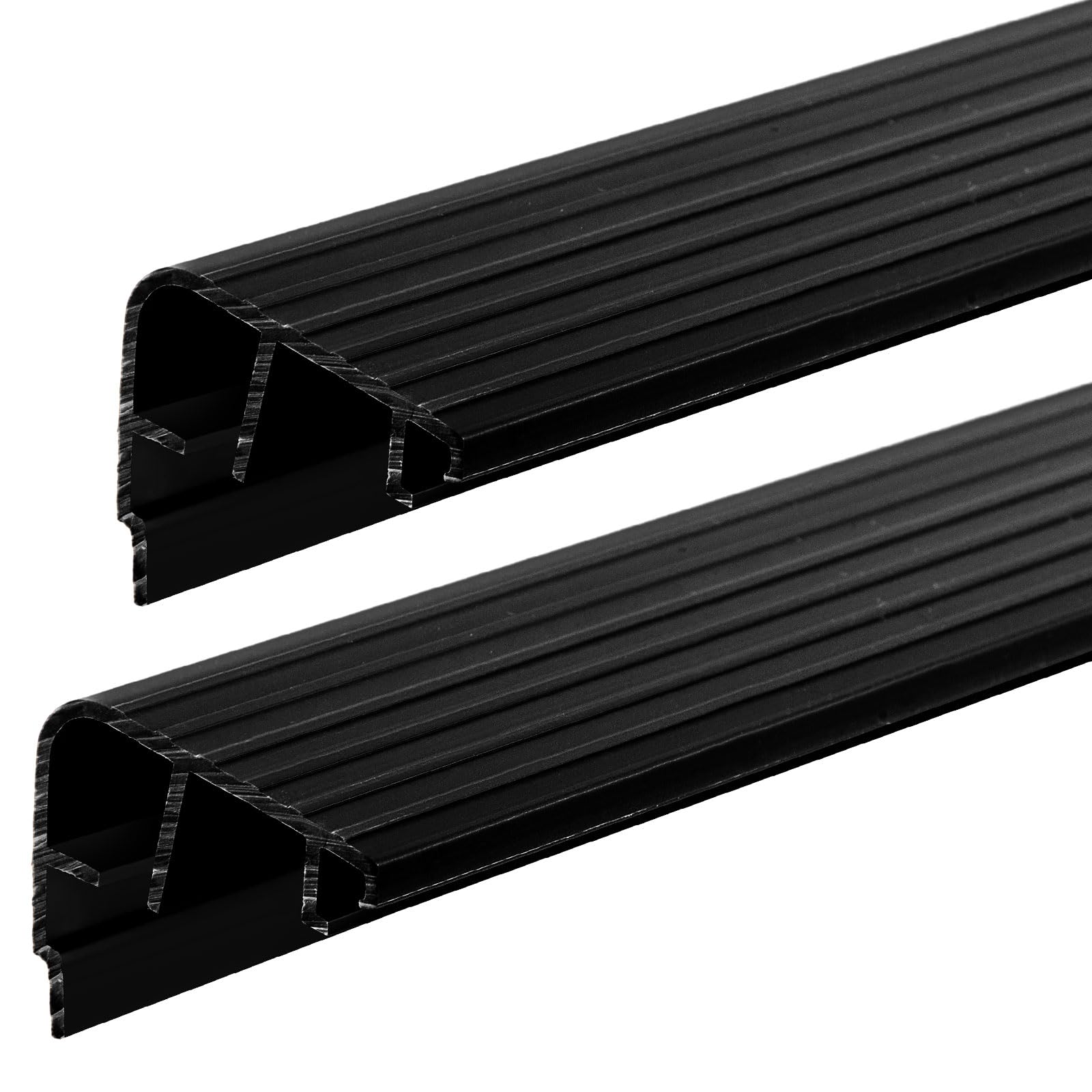 Etokfoks  1 3 8 in x 48 in Exterior Black Vinyl Door Threshold Seal Waterproof Sill Cap Replacement 2 Pack