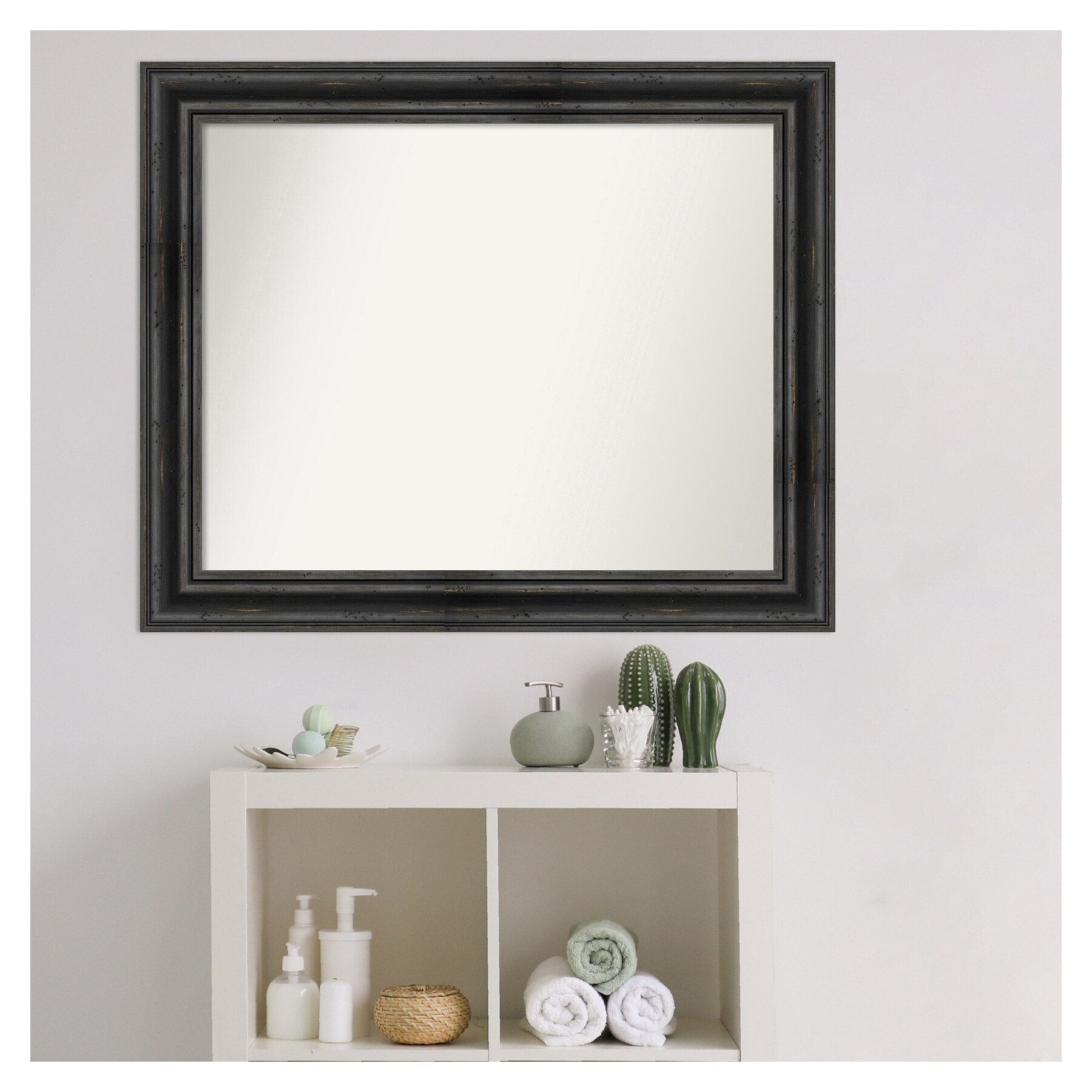 Rustic Black Pine Full Length Rectangular Bathroom Vanity Mirror