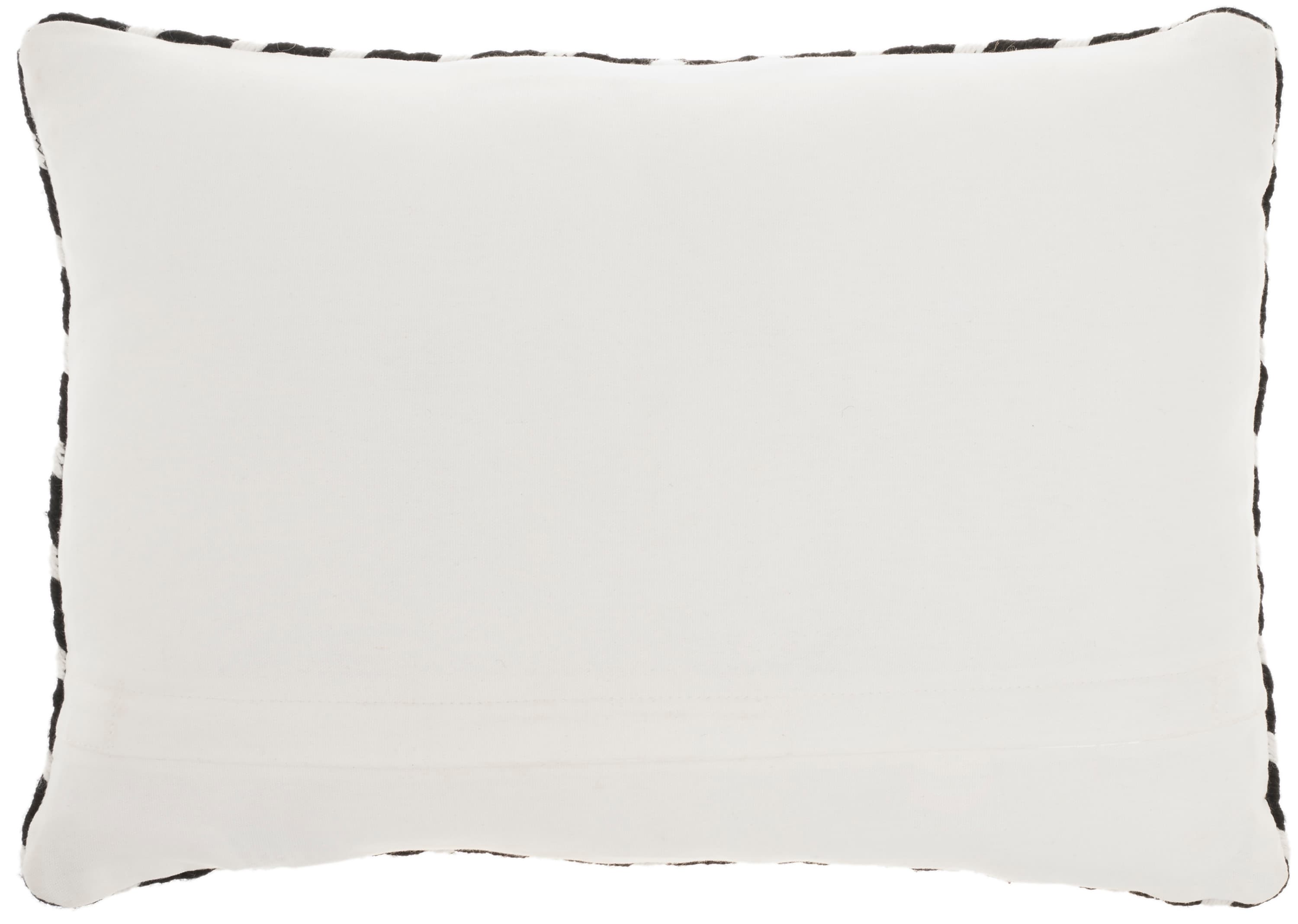 Black and Ivory Braided Polyester 14" x 20" Indoor/Outdoor Throw Pillow