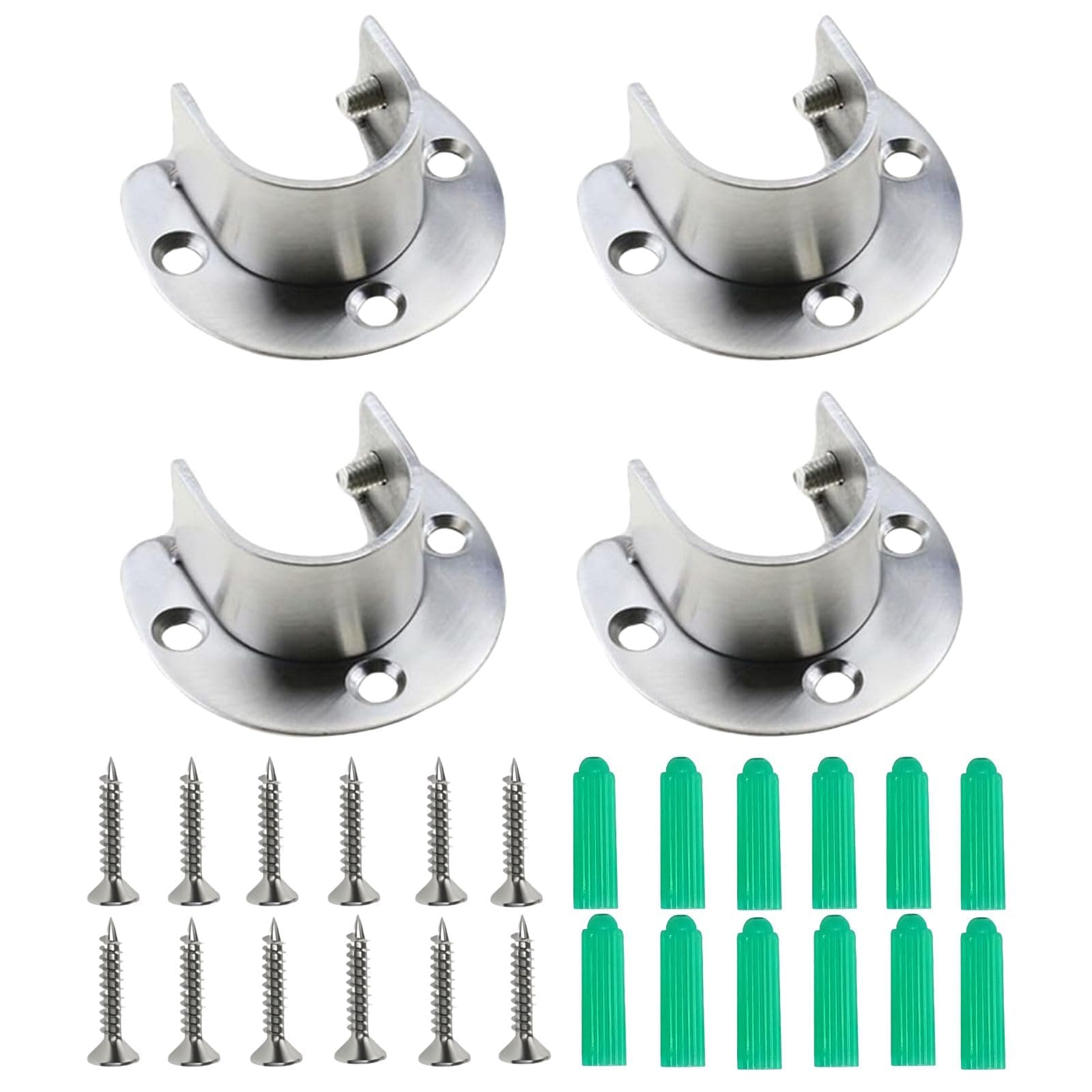 Lukvuzo  Stainless Steel Closet Rod Support with Three Styles of Fixed Seat Flange One Inch Diameter Heavy Duty End Support Piece for Closet Rods